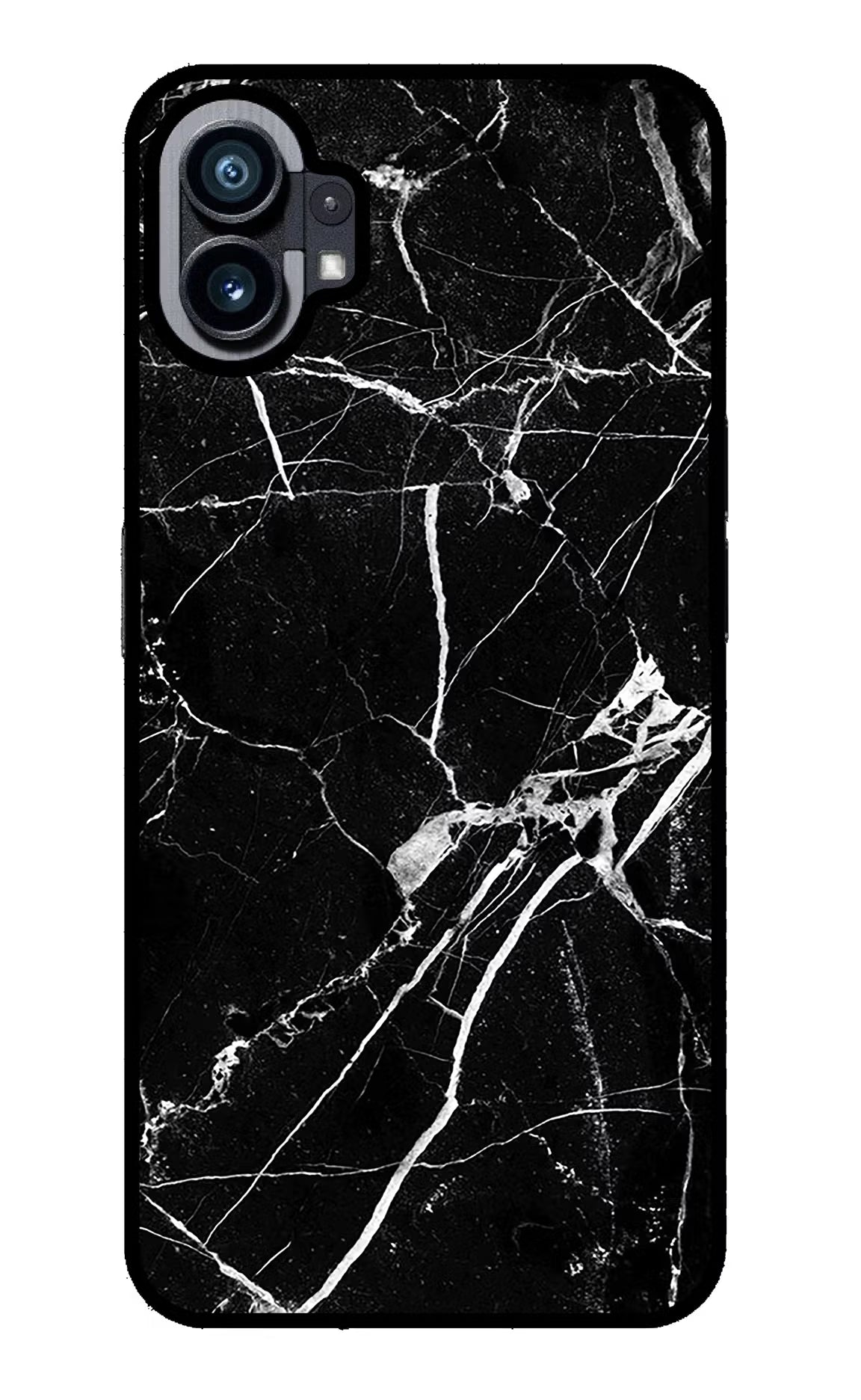 Black Marble Pattern Nothing Phone 1 Glass Case Back Cover by Casekaro
