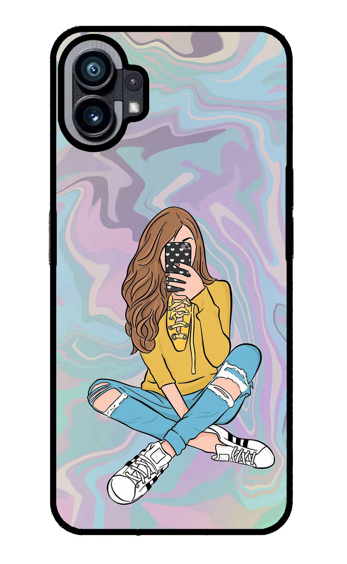 Selfie Girl Nothing Phone 1 Glass Case Back Cover by Casekaro