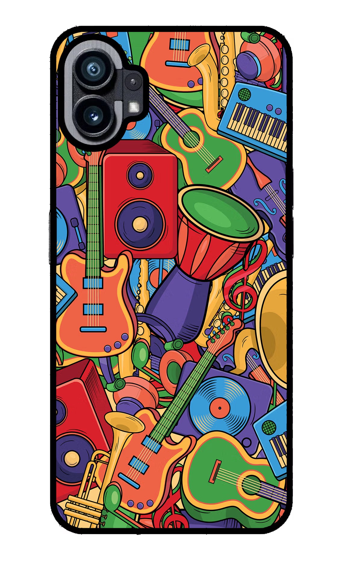 Music Instrument Doodle Nothing Phone 1 Glass Case Back Cover by Casekaro