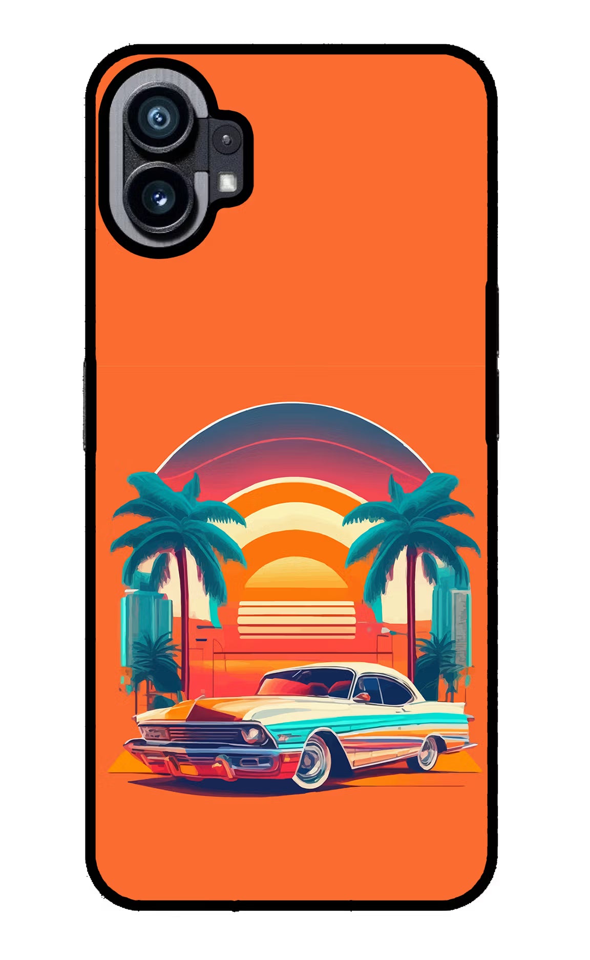 Palm Drive 80s Nothing Phone 1 Glass Case - Palm Drive 80s Nothing Phone 1 Glass Case Palm Drive 80s Nothing Phone 1 Glass Case