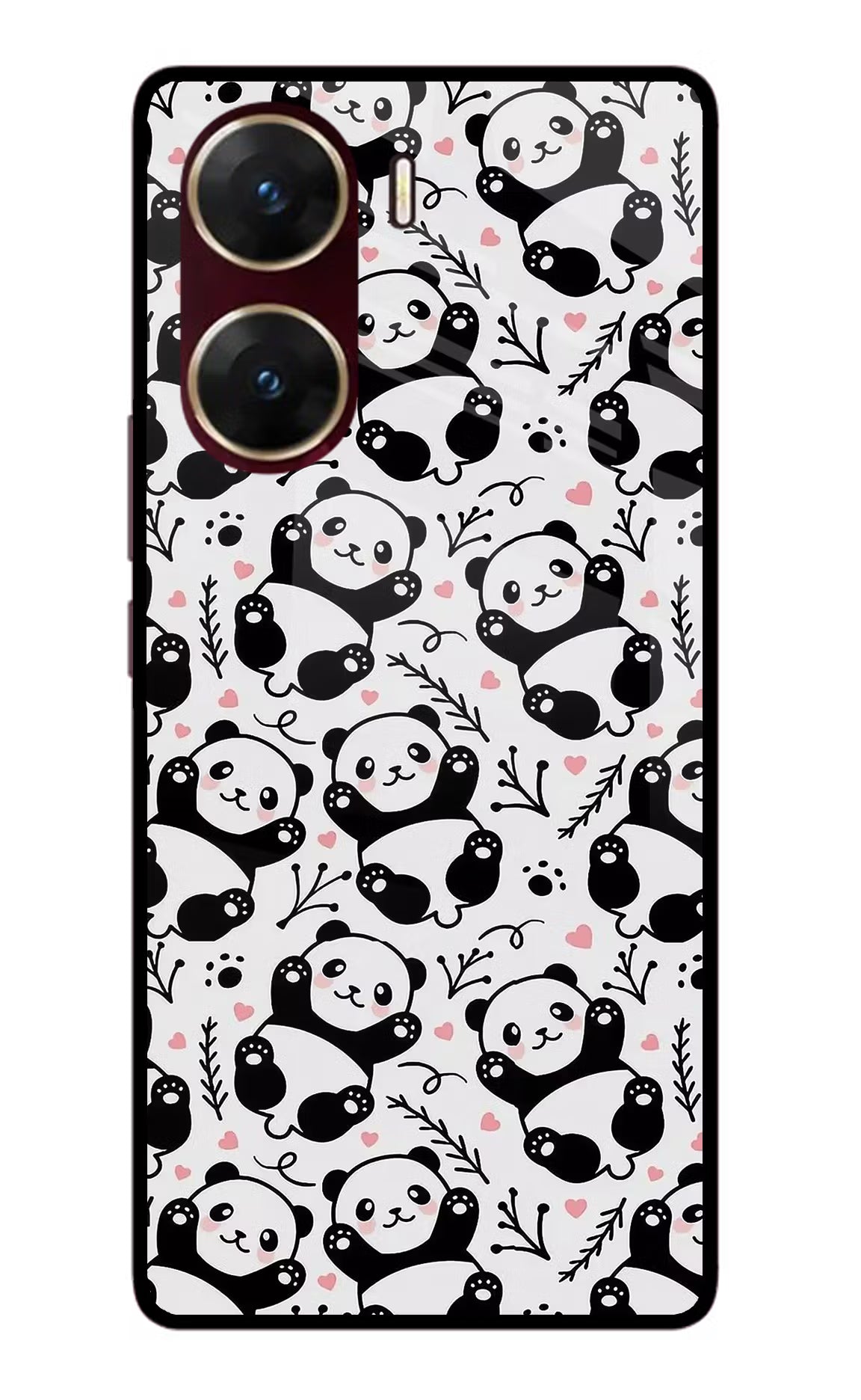 Cute Panda Vivo V29E Glass Case - Cute Panda Vivo V29E Glass Case Cute Panda Vivo V29E Glass Case