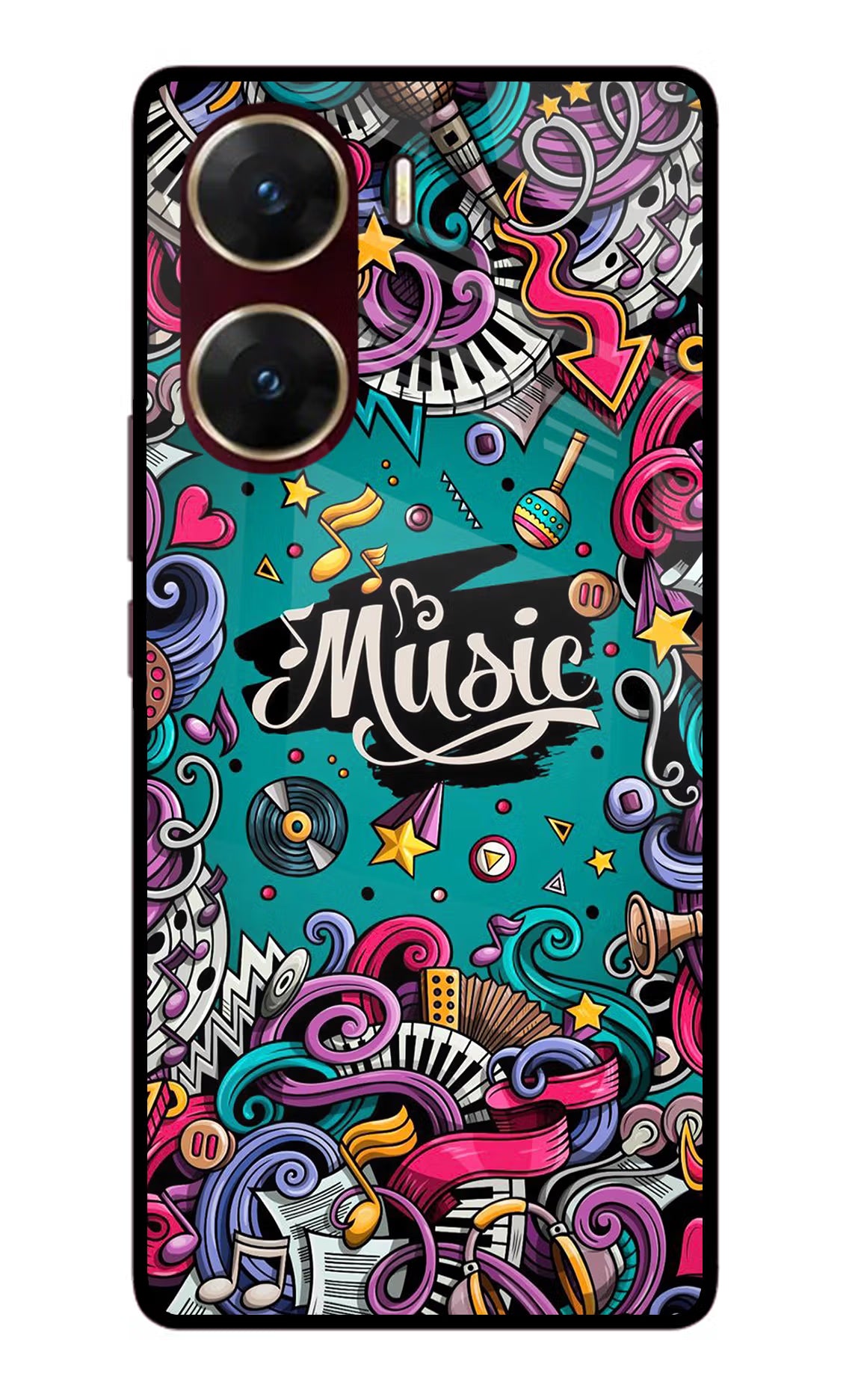 Music Graffiti Vivo V29E Glass Case - Music Graffiti Vivo V29E Glass Case Music Graffiti Vivo V29E Glass Case