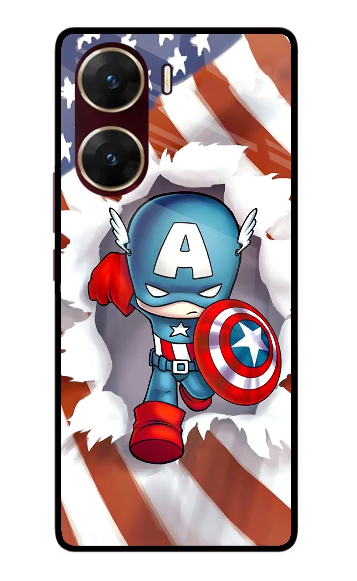 Captain America Vivo V29E Glass Case - Captain America Vivo V29E Glass Case Captain America Vivo V29E Glass Case