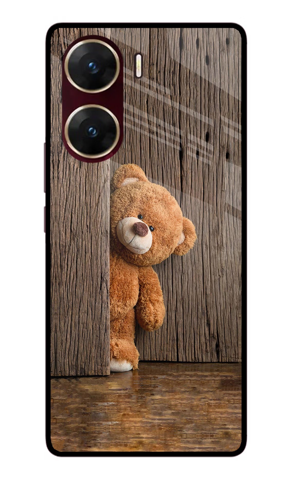 Teddy Wooden Vivo V29E Glass Case - Teddy Wooden Vivo V29E Glass Case Teddy Wooden Vivo V29E Glass Case