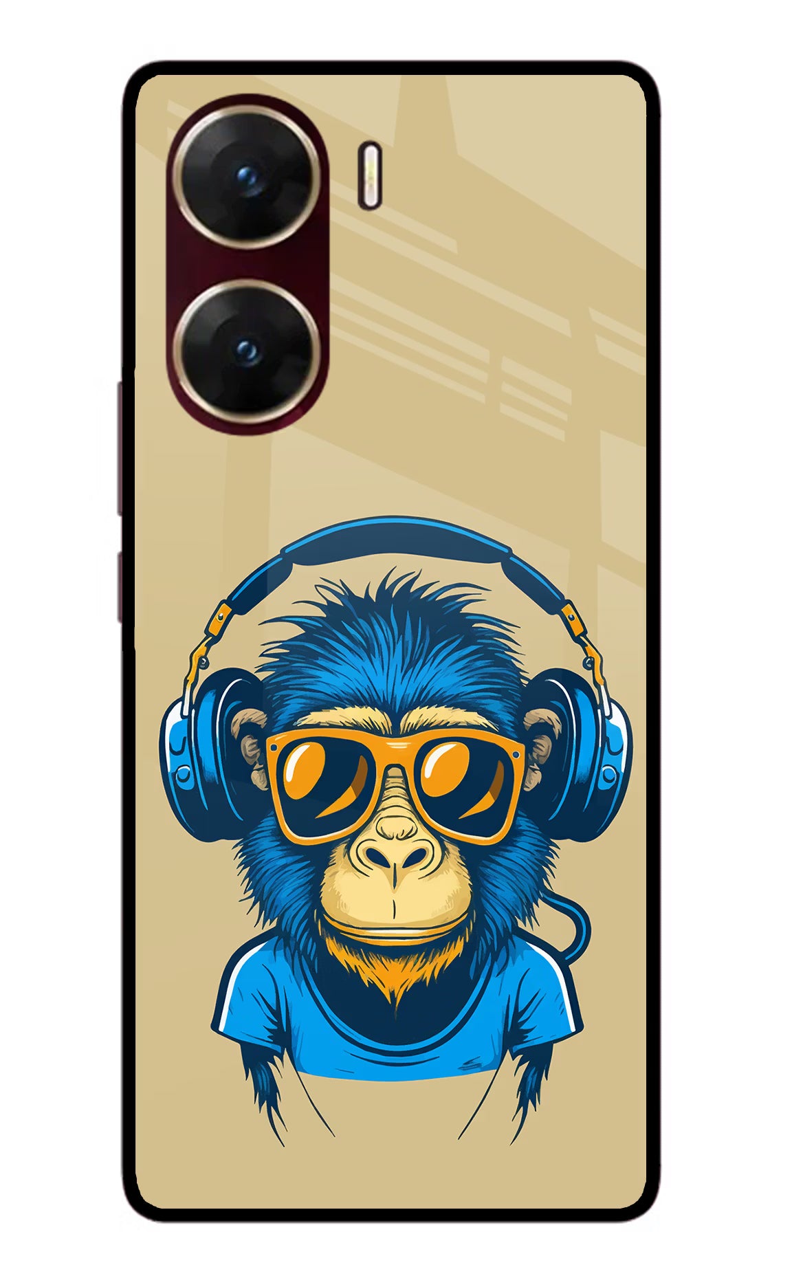 Monkey Headphone Vivo V29E Glass Case - Monkey Headphone Vivo V29E Glass Case Monkey Headphone Vivo V29E Glass Case
