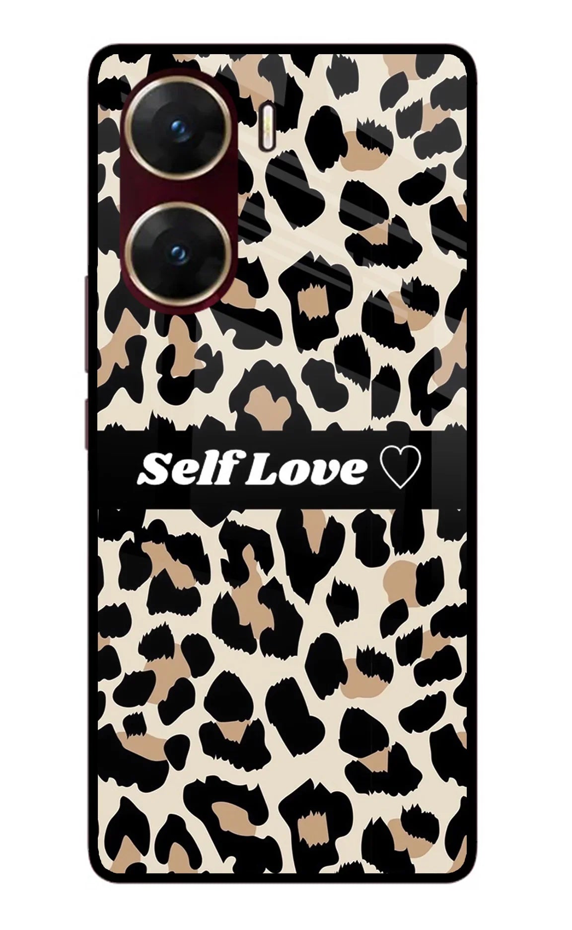 Leopard Print Self Love Vivo V29E Glass Case - Leopard Print Self Love Vivo V29E Glass Case Leopard Print Self Love Vivo V29E Glass Case
