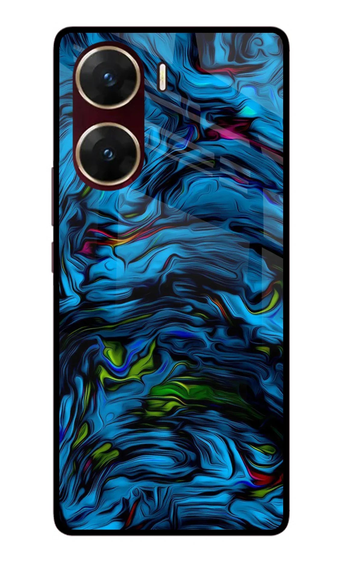 Dark Blue Abstract Vivo V29E Glass Case - Dark Blue Abstract Vivo V29E Glass Case Dark Blue Abstract Vivo V29E Glass Case