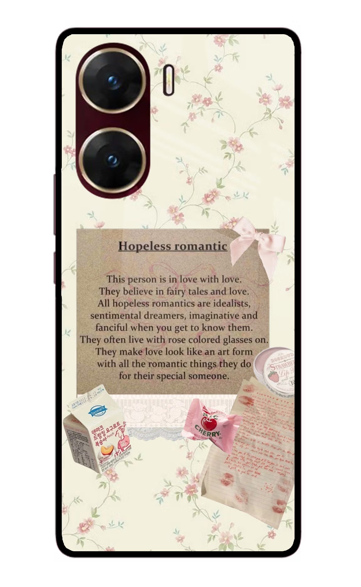 Hopeless Romantic Vivo V29E Glass Case - Hopeless Romantic Vivo V29E Glass Case Hopeless Romantic Vivo V29E Glass Case