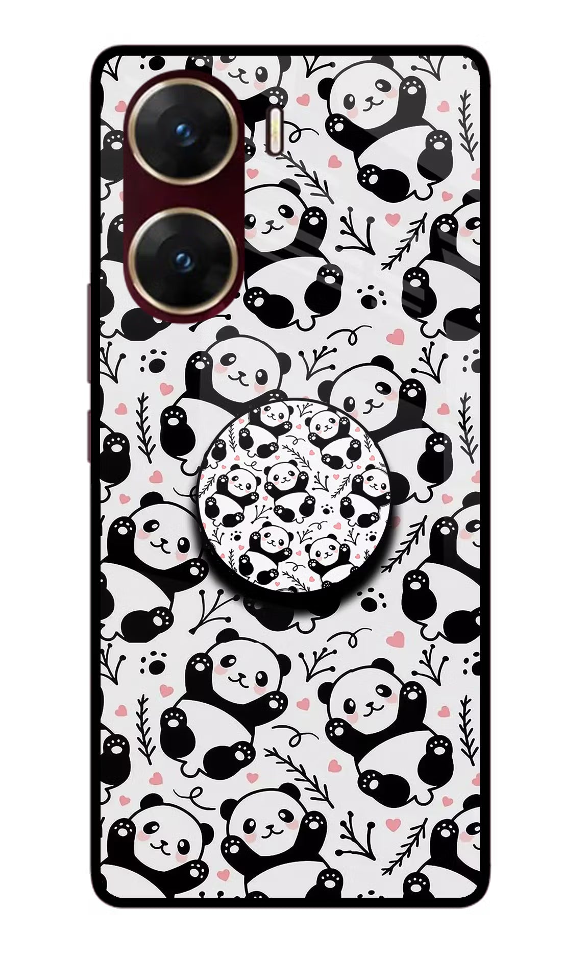 Cute Panda Vivo V29E Glass Case - Cute Panda Vivo V29E Glass Case Cute Panda Vivo V29E Glass Case