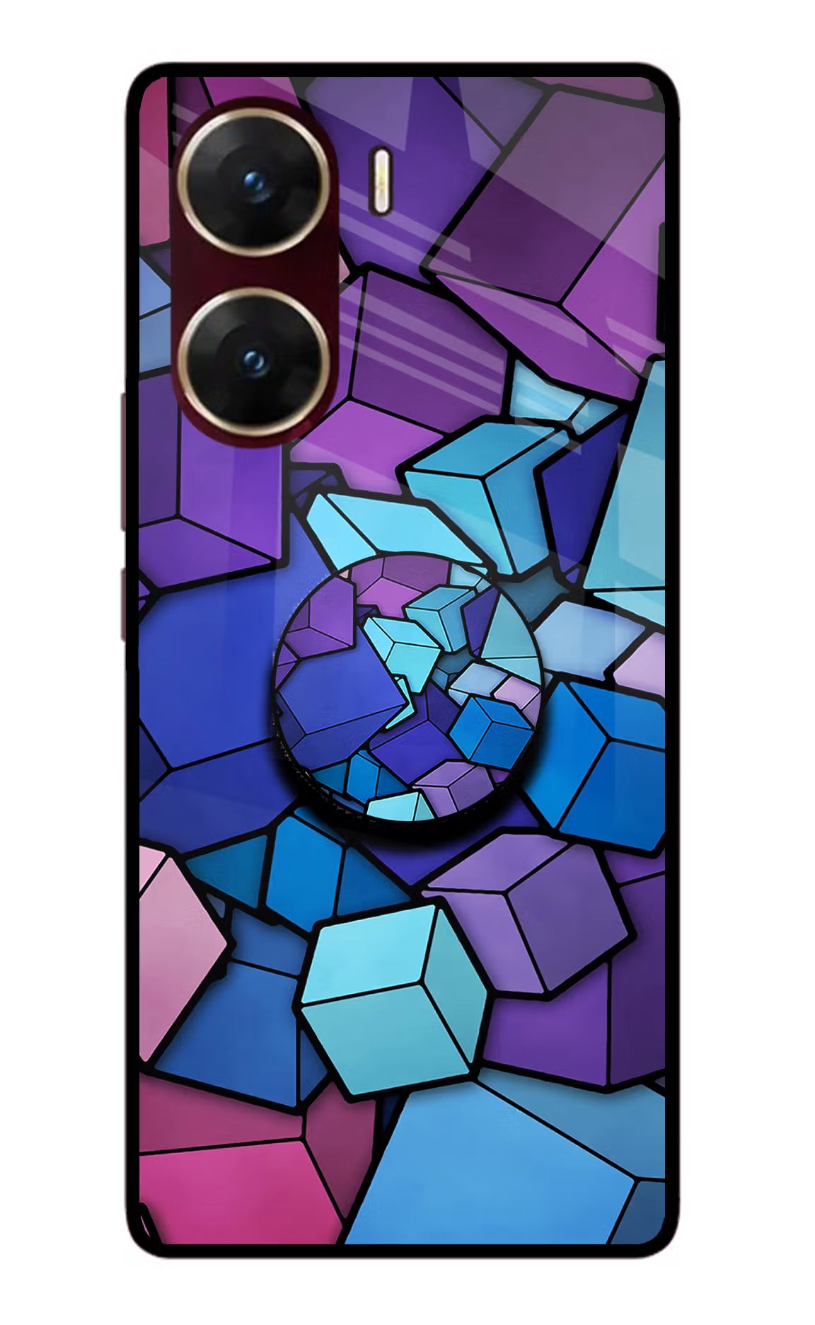 Cubic Abstract Vivo V29E Glass Case - Cubic Abstract Vivo V29E Glass Case Cubic Abstract Vivo V29E Glass Case