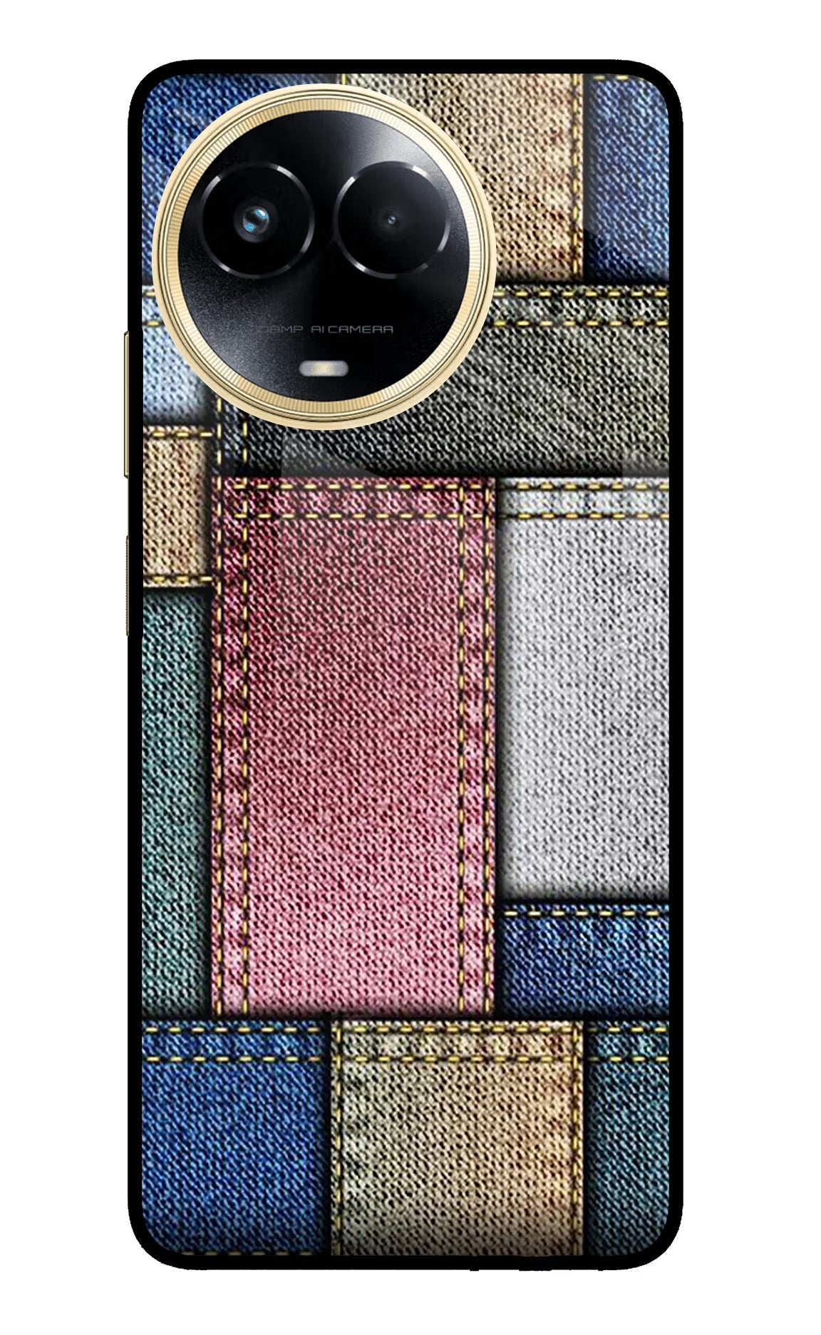 Multicolor Jeans Realme 11 5G/11X 5G/C67 Glass Case - Multicolor Jeans Realme 11 5G/11X 5G/C67 Glass Case Multicolor Jeans Realme 11 5G/11X 5G/C67 Glass Case