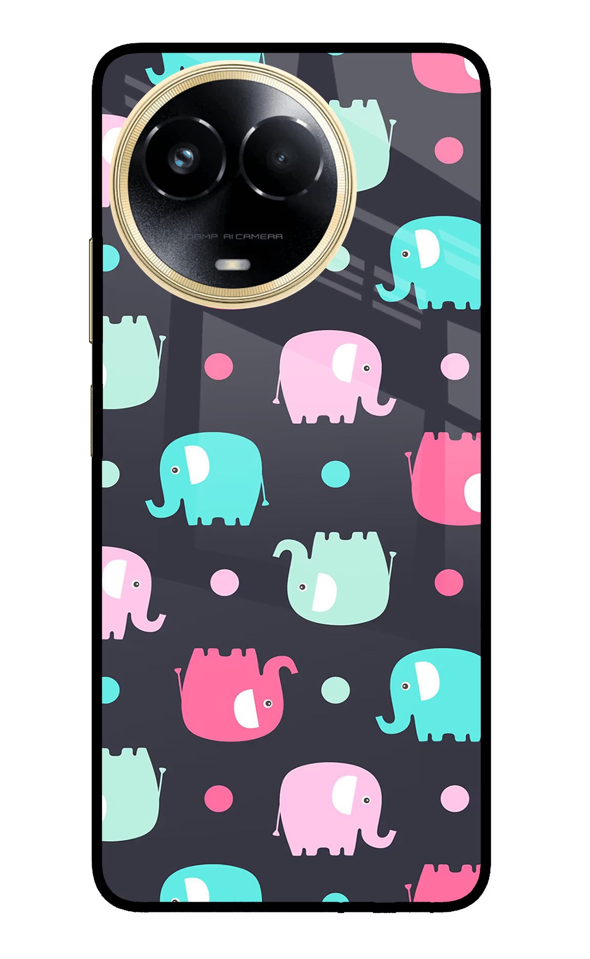 Elephants Realme 11 5G/11X 5G/C67 Glass Case - Elephants Realme 11 5G/11X 5G/C67 Glass Case Elephants Realme 11 5G/11X 5G/C67 Glass Case