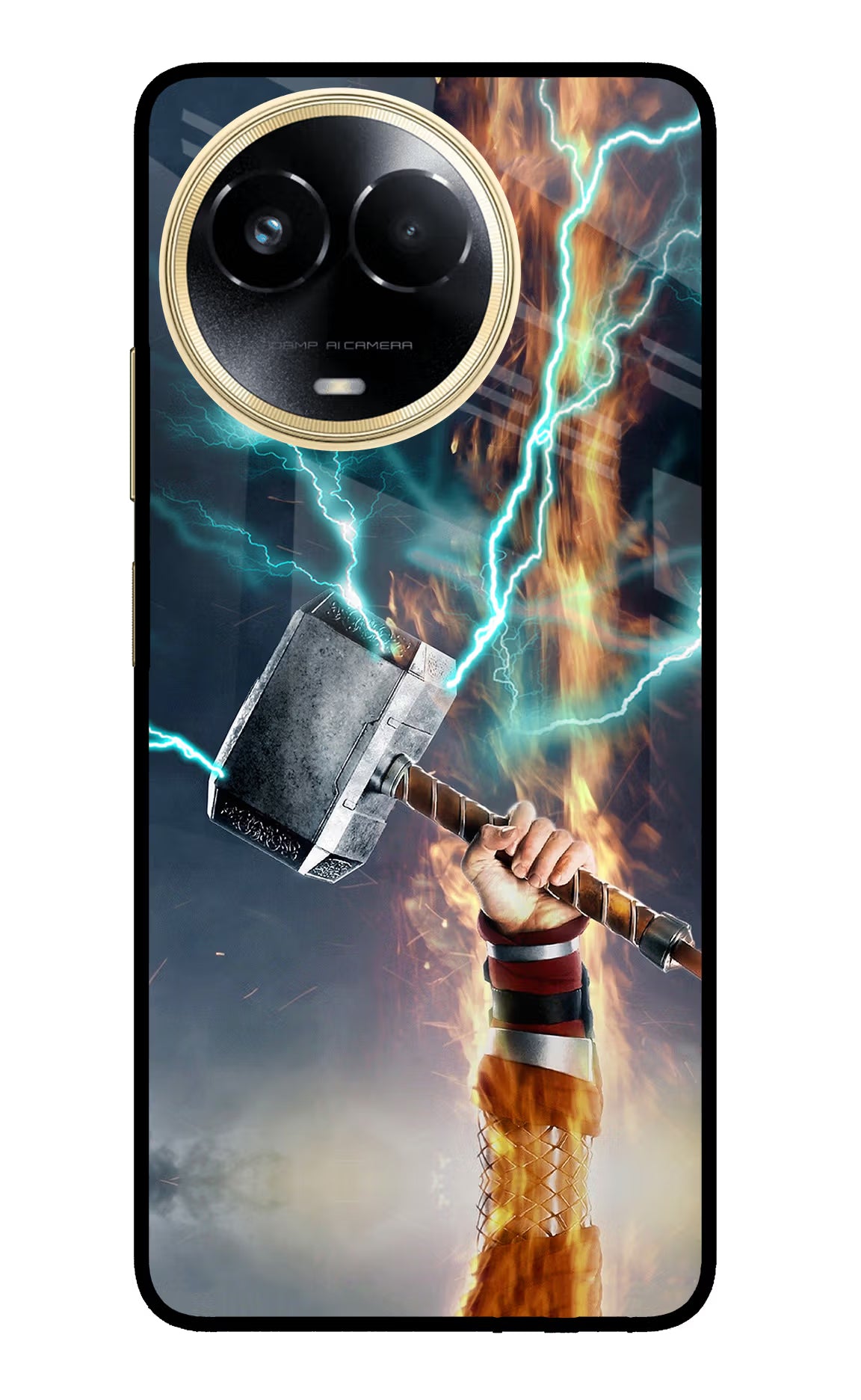Thor Hammer Mjolnir Realme 11 5G/11X 5G/C67 Glass Case - Thor Hammer Mjolnir Realme 11 5G/11X 5G/C67 Glass Case Thor Hammer Mjolnir Realme 11 5G/11X 5G/C67 Glass Case