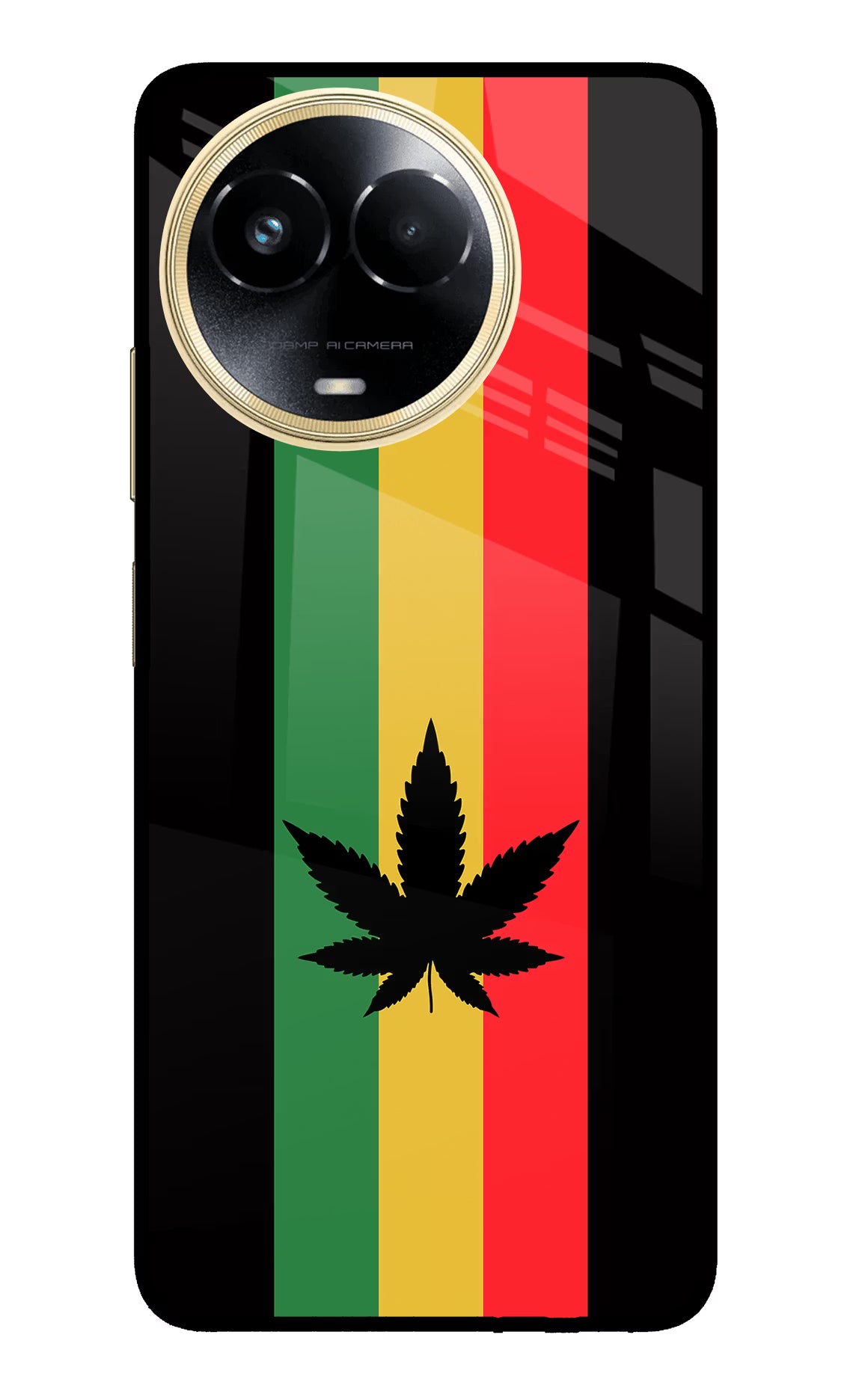 Weed Flag Realme 11 5G/11X 5G/C67 Glass Case - Weed Flag Realme 11 5G/11X 5G/C67 Glass Case Weed Flag Realme 11 5G/11X 5G/C67 Glass Case