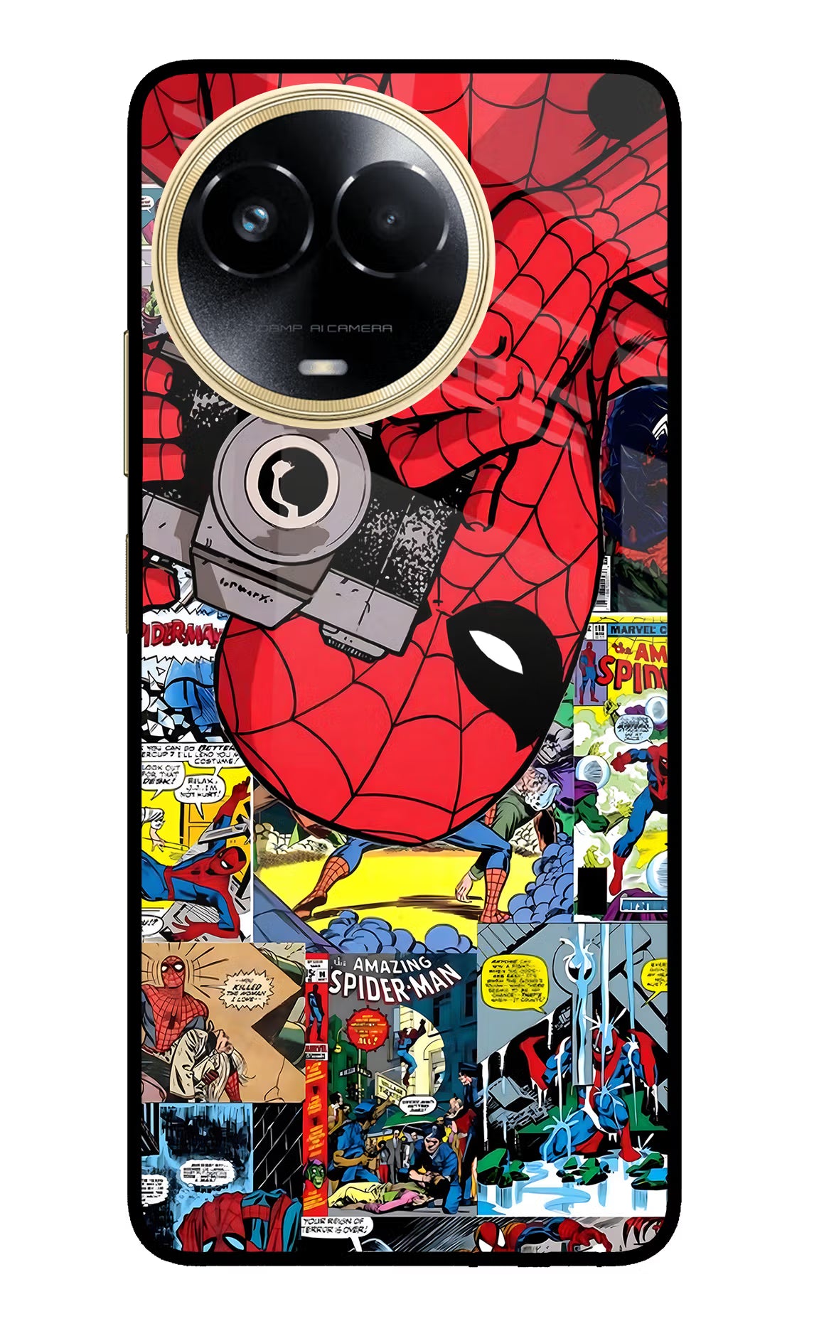 Spider Man Realme 11 5G/11X 5G/C67 Glass Case - Spider Man Realme 11 5G/11X 5G/C67 Glass Case Spider Man Realme 11 5G/11X 5G/C67 Glass Case