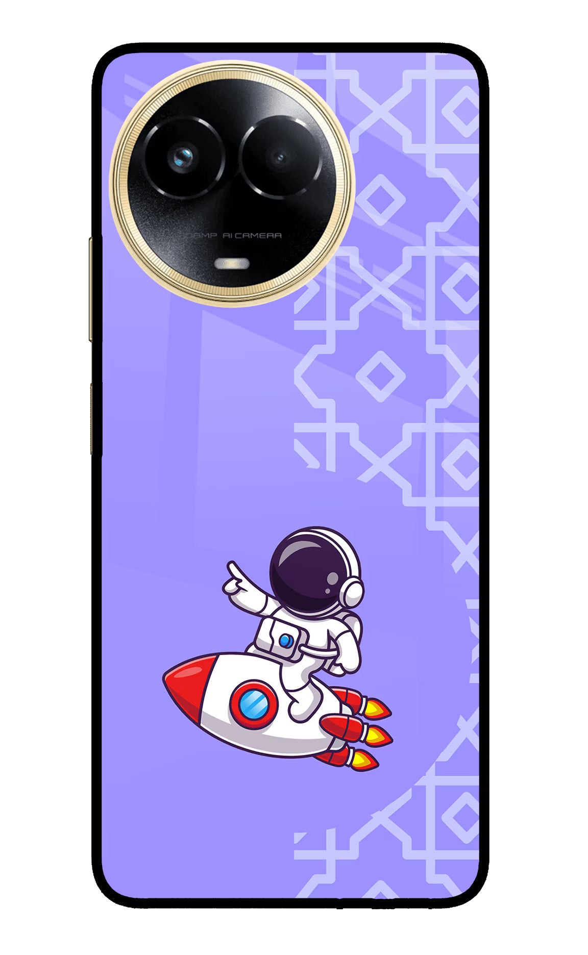Cute Astronaut Realme 11 5G/11X 5G/C67 Glass Case - Cute Astronaut Realme 11 5G/11X 5G/C67 Glass Case Cute Astronaut Realme 11 5G/11X 5G/C67 Glass Case