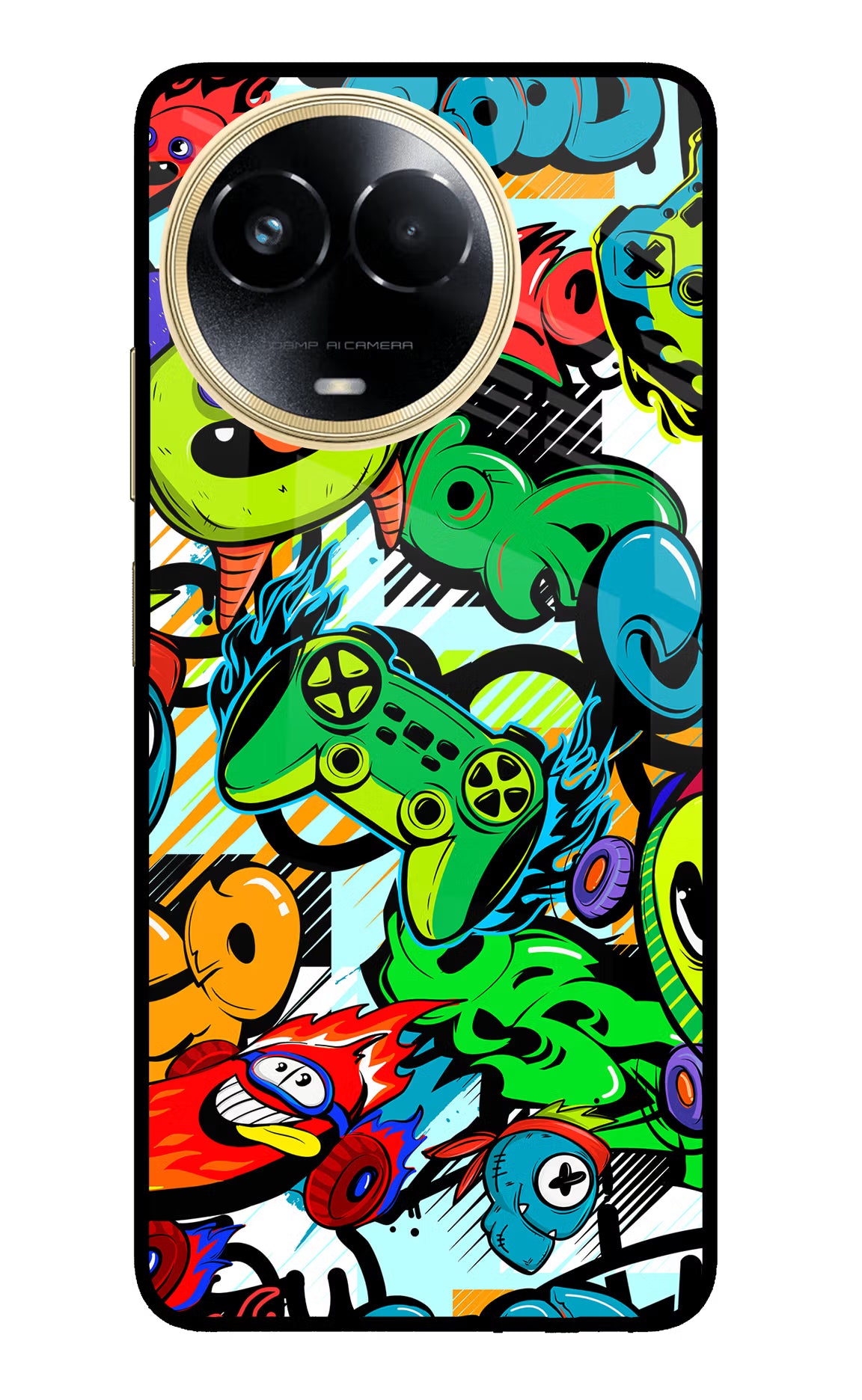 Game Doodle Realme 11 5G/11X 5G/C67 Glass Case - Game Doodle Realme 11 5G/11X 5G/C67 Glass Case Game Doodle Realme 11 5G/11X 5G/C67 Glass Case
