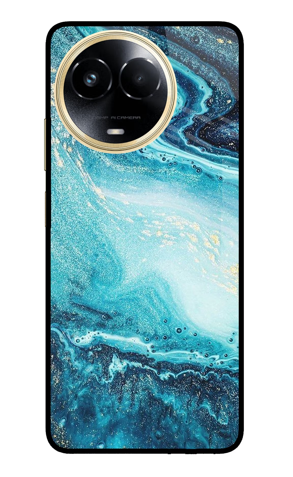 Blue Glitter Marble Realme 11 5G/11X 5G/C67 Glass Case - Blue Glitter Marble Realme 11 5G/11X 5G/C67 Glass Case Blue Glitter Marble Realme 11 5G/11X 5G/C67 Glass Case