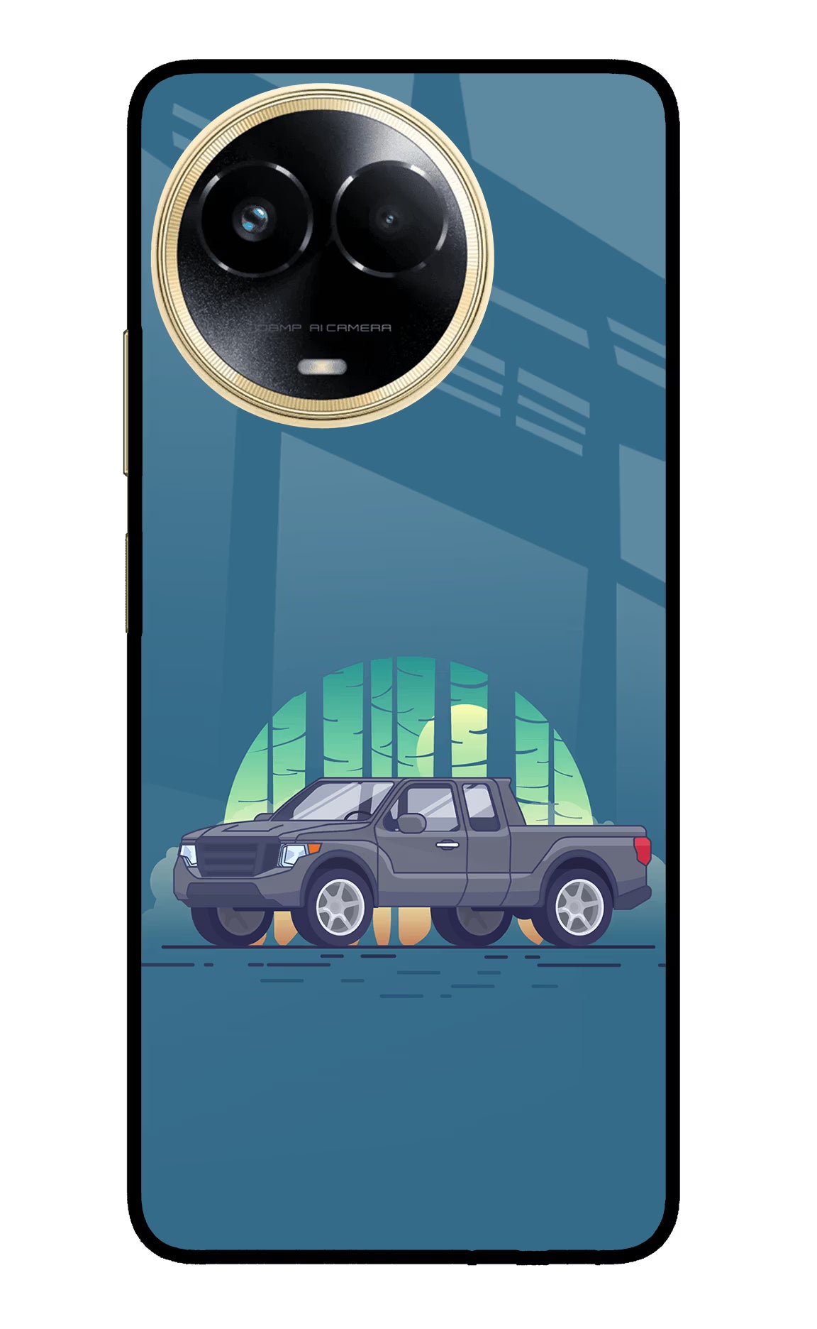 Retro Garage Vibe Realme 11 5G/11X 5G/C67 Glass Case - Retro Garage Vibe Realme 11 5G/11X 5G/C67 Glass Case Retro Garage Vibe Realme 11 5G/11X 5G/C67 Glass Case