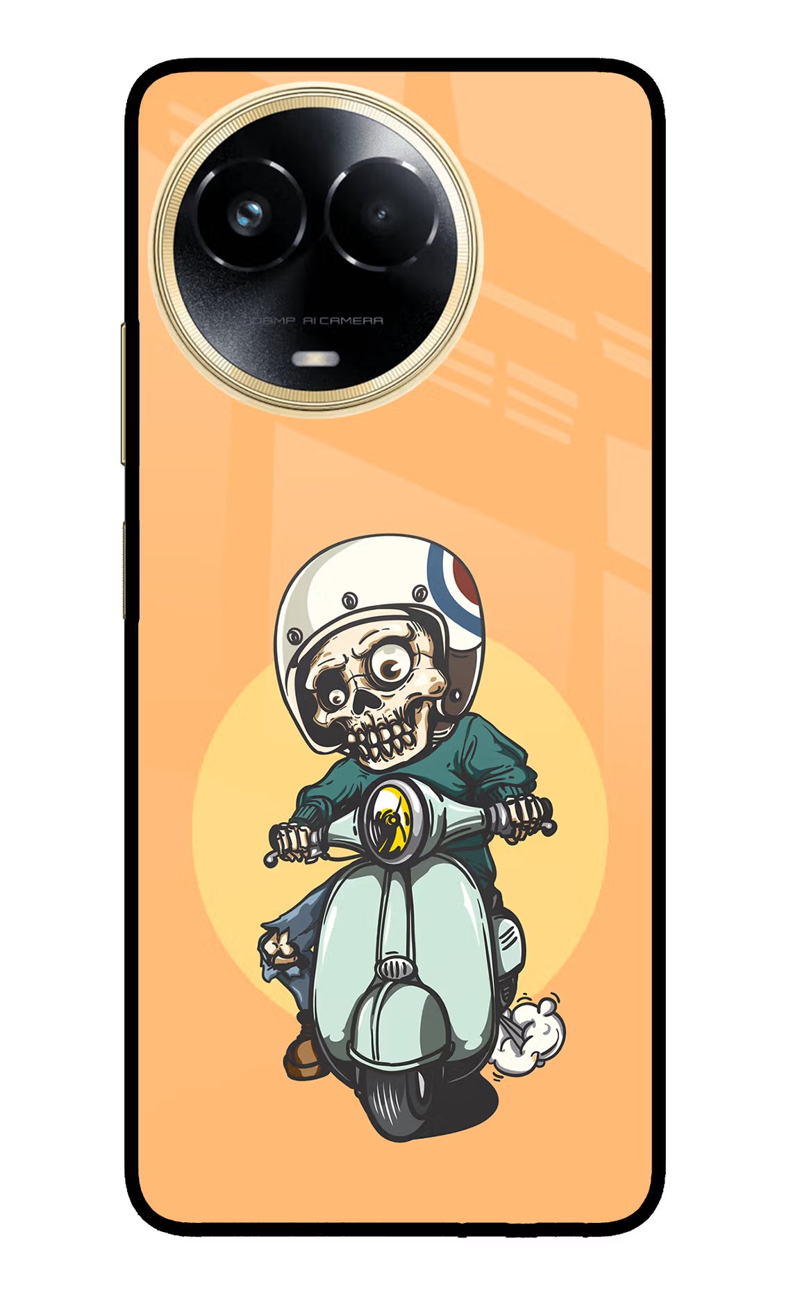 Undead Biker Realme 11 5G/11X 5G/C67 Glass Case - Undead Biker Realme 11 5G/11X 5G/C67 Glass Case Undead Biker Realme 11 5G/11X 5G/C67 Glass Case