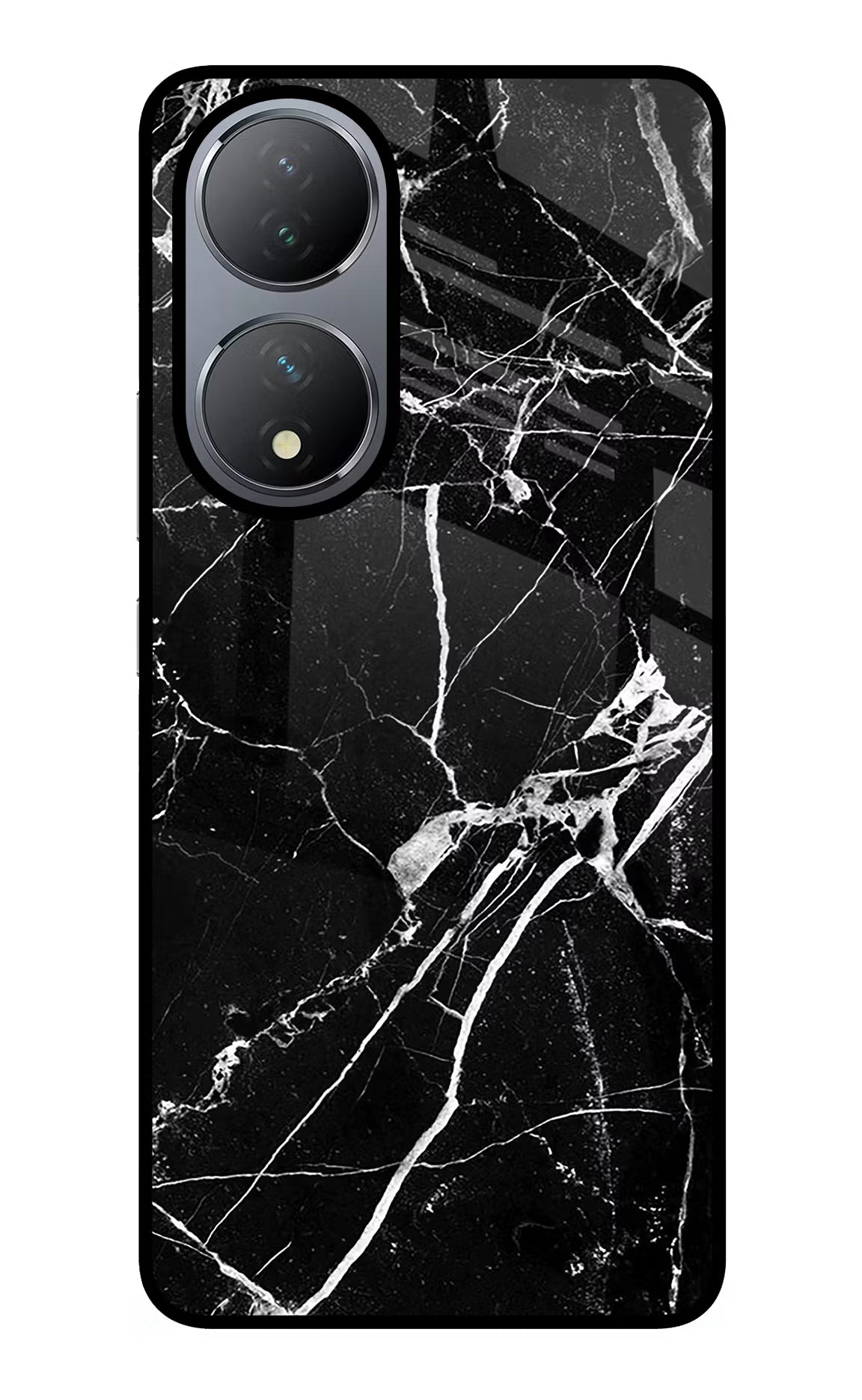 Black Marble Pattern Vivo Y100 Glass Case - Black Marble Pattern Vivo Y100 Glass Case Black Marble Pattern Vivo Y100 Glass Case