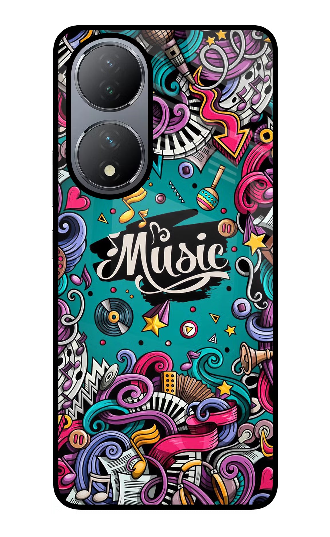 Music Graffiti Vivo Y100 Glass Case - Music Graffiti Vivo Y100 Glass Case Music Graffiti Vivo Y100 Glass Case
