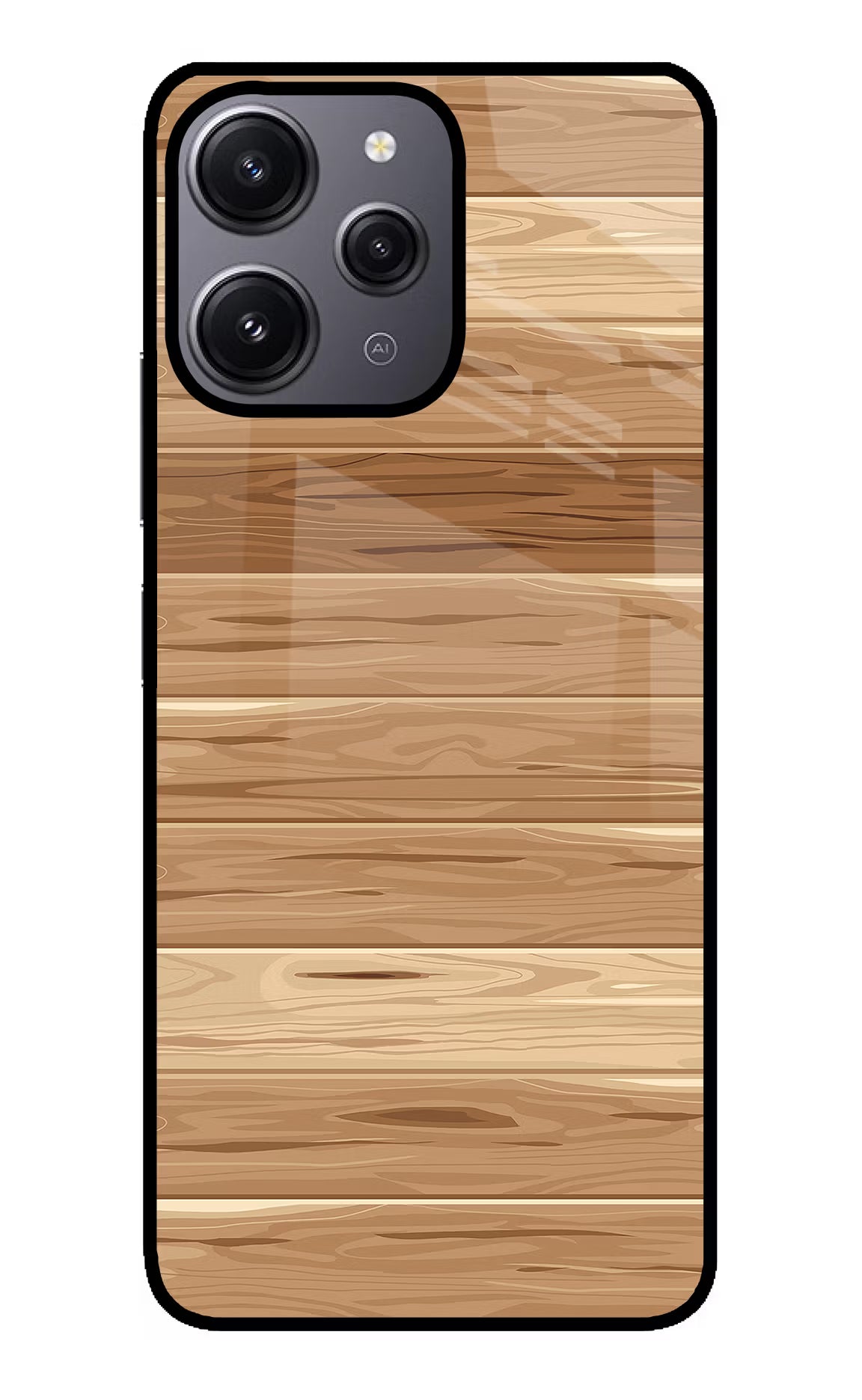Wooden Vector Redmi 12 4G Glass Case Back Cover by Casekaro