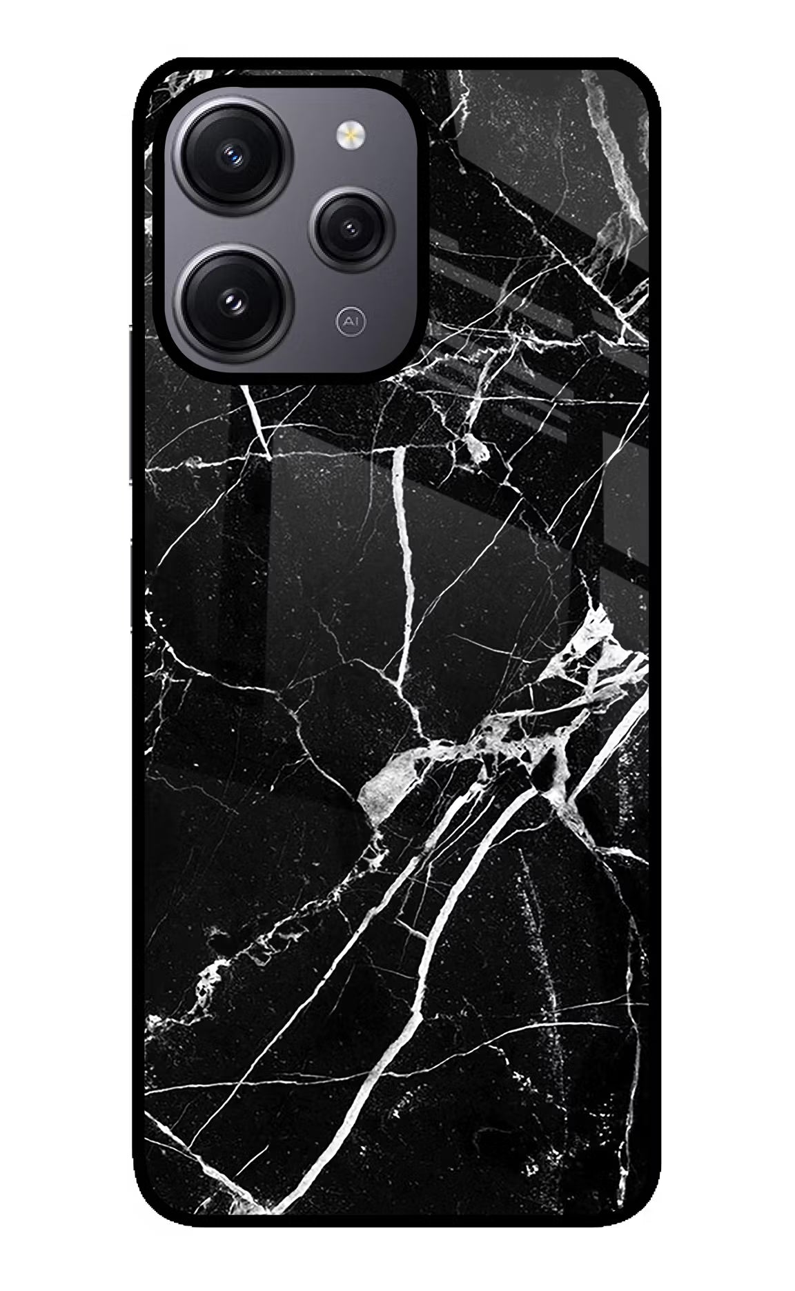 Black Marble Pattern Redmi 12 4G Glass Case - Black Marble Pattern Redmi 12 4G Glass Case Black Marble Pattern Redmi 12 4G Glass Case