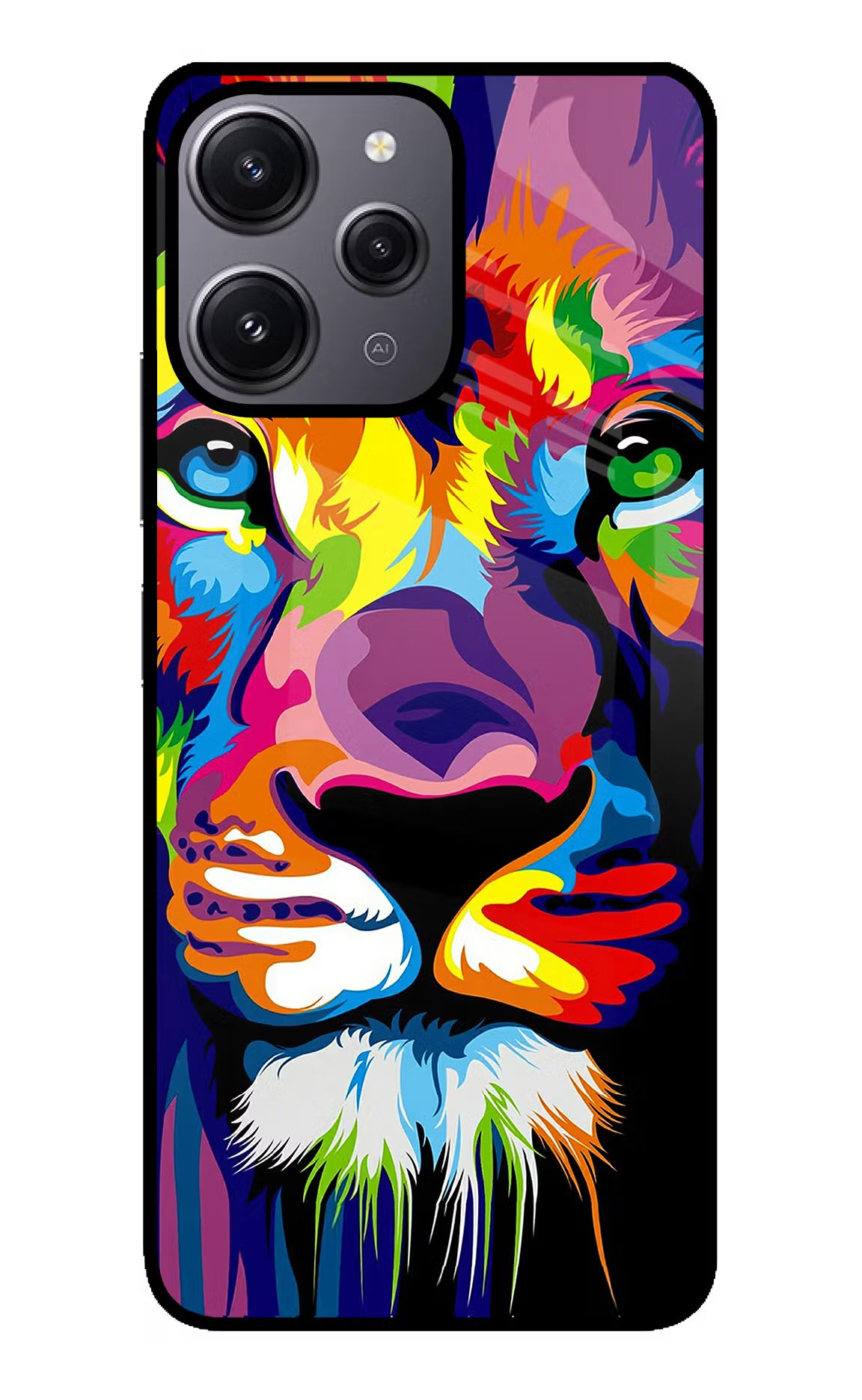 Lion Redmi 12 4G Glass Case Back Cover by Casekaro