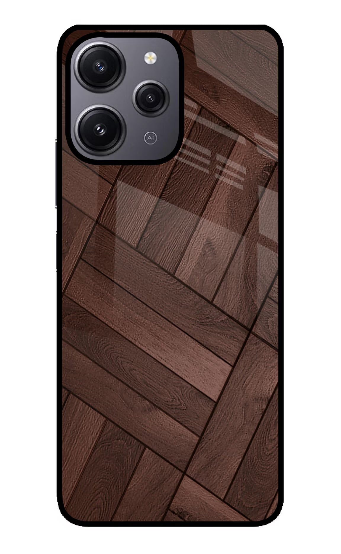 Wooden Texture Design Redmi 12 4G Glass Case Back Cover by Casekaro