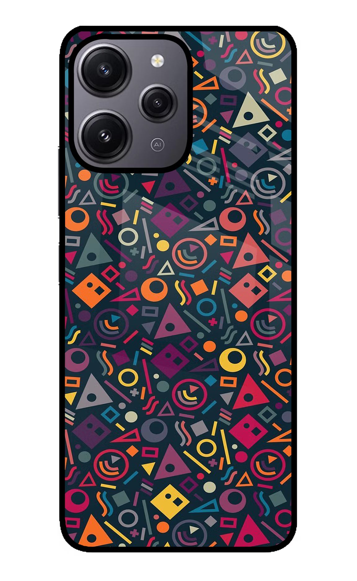 Geometric Abstract Redmi 12 4G Glass Case Back Cover by Casekaro
