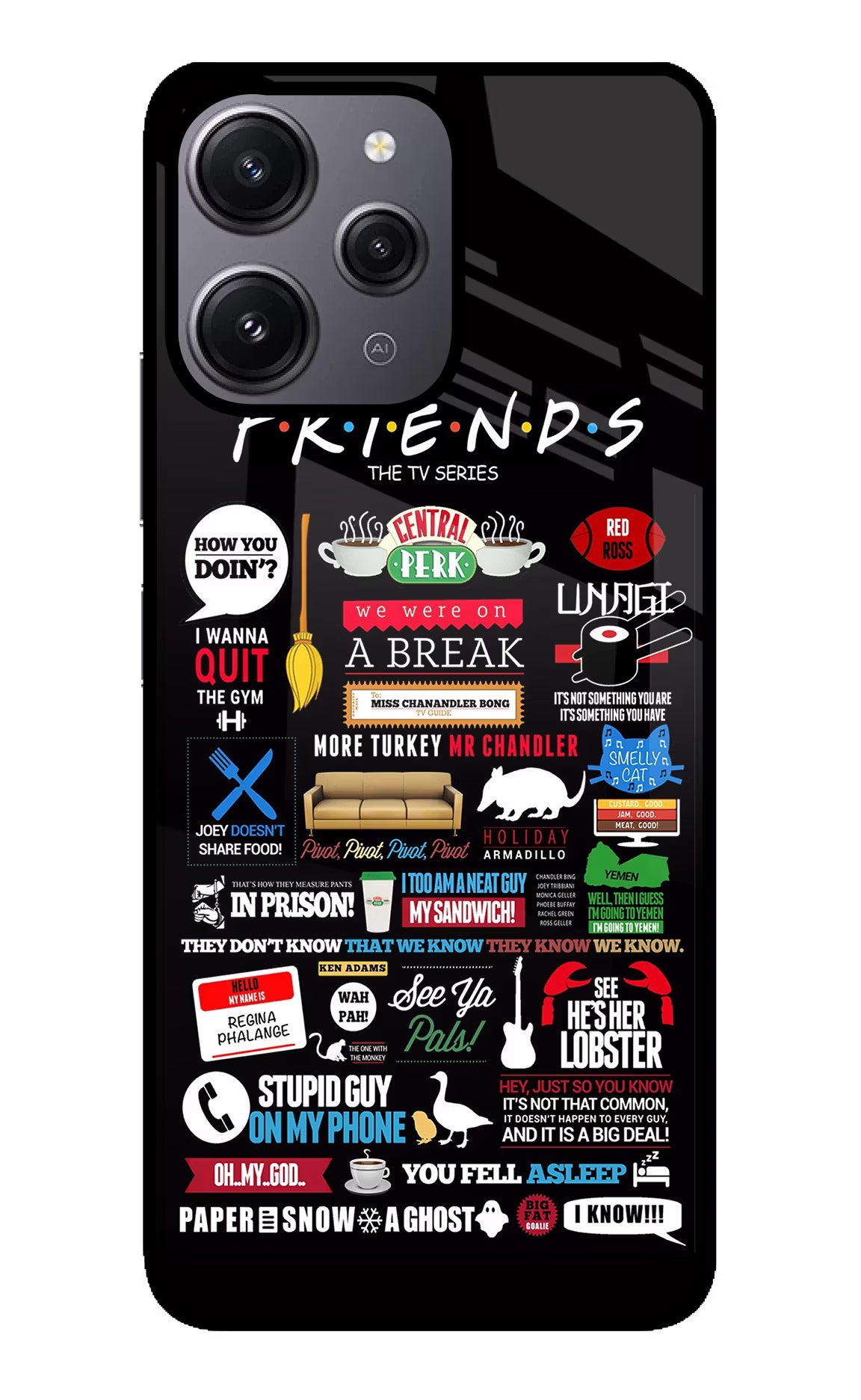 FRIENDS Redmi 12 4G Glass Case - FRIENDS Redmi 12 4G Glass Case FRIENDS Redmi 12 4G Glass Case