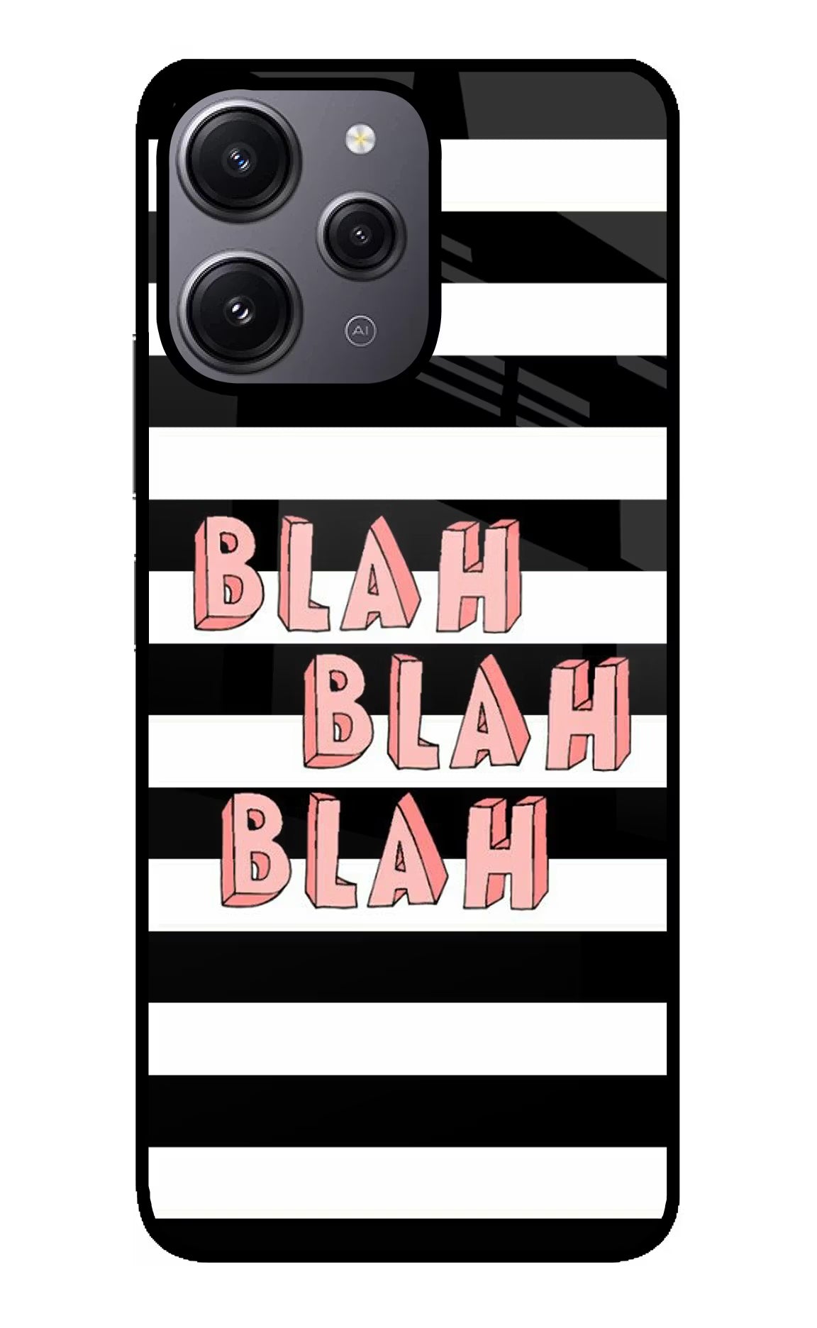 Blah Blah Blah Redmi 12 4G Glass Case Back Cover by Casekaro