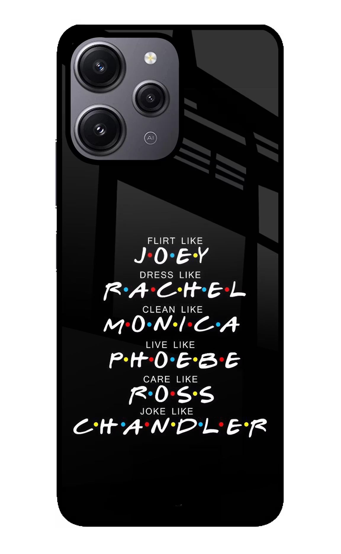 FRIENDS Character Redmi 12 4G Glass Case - FRIENDS Character Redmi 12 4G Glass Case FRIENDS Character Redmi 12 4G Glass Case
