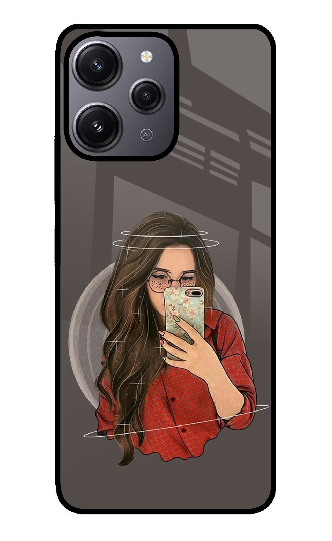 Selfie Queen Redmi 12 4G Glass Case Back Cover by Casekaro
