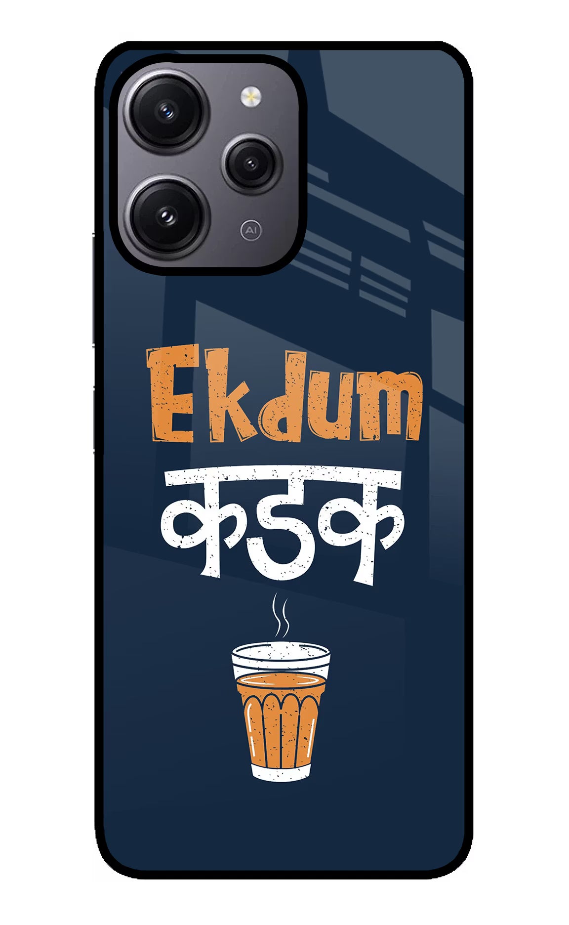 Ekdum Kadak Chai Redmi 12 4G Glass Case Back Cover by Casekaro