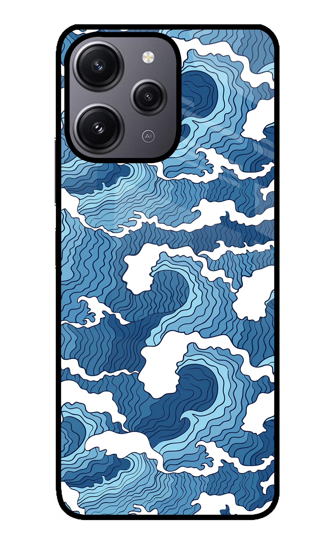 Blue Waves Redmi 12 4G Glass Case - Blue Waves Redmi 12 4G Glass Case Blue Waves Redmi 12 4G Glass Case