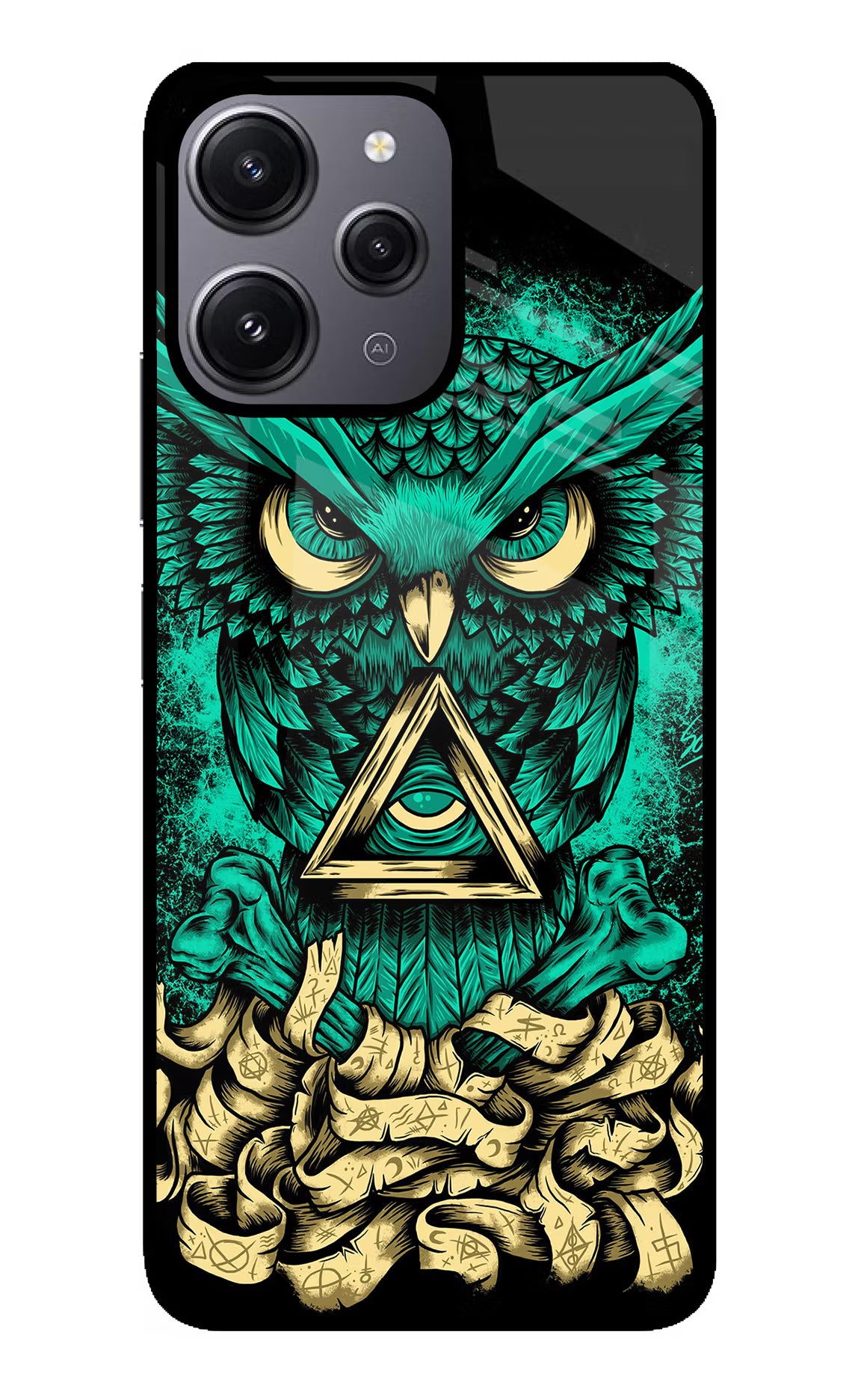 Green Owl Redmi 12 4G Glass Case - Green Owl Redmi 12 4G Glass Case Green Owl Redmi 12 4G Glass Case