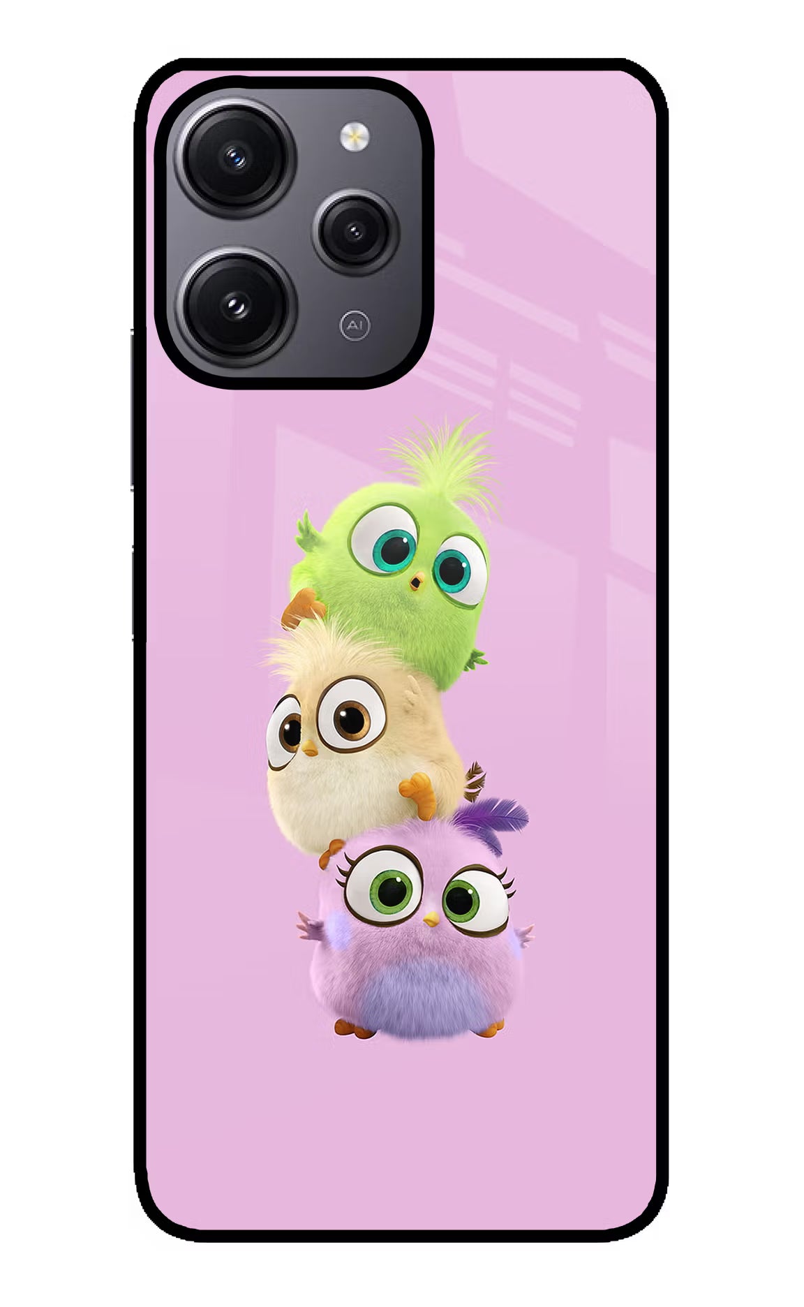 Cute Little Birds Redmi 12 4G Glass Case Back Cover by Casekaro