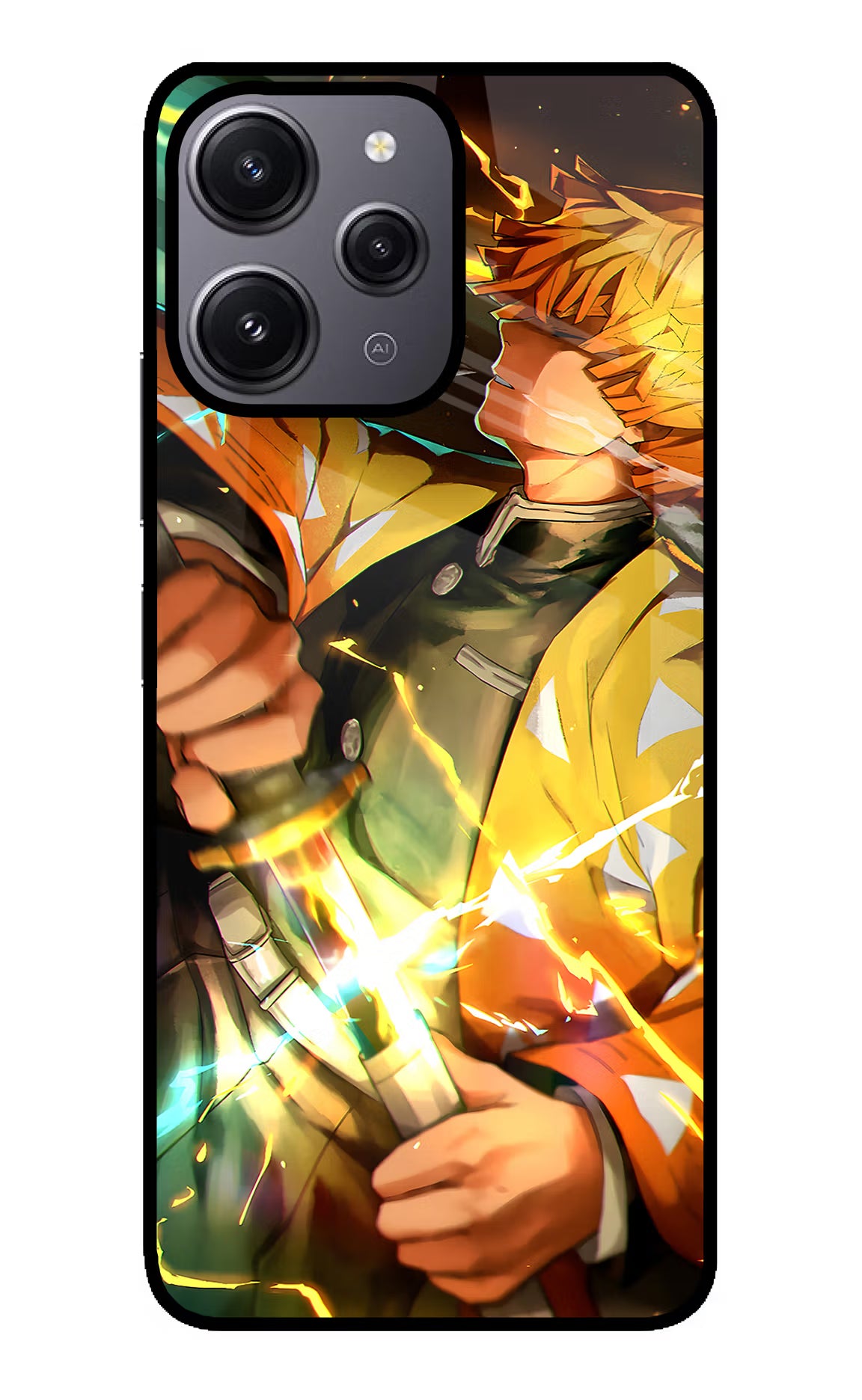 Demon Slayer Redmi 12 4G Back Cover - Demon Slayer Redmi 12 4G Glass Case Back Cover by Casekaro Demon Slayer Redmi 12 4G Glass Case Back Cover by Casekaro