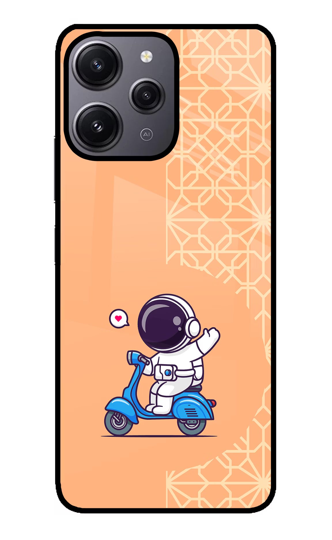 Cute Astronaut Riding Redmi 12 4G Glass Case - Cute Astronaut Riding Redmi 12 4G Glass Case Cute Astronaut Riding Redmi 12 4G Glass Case