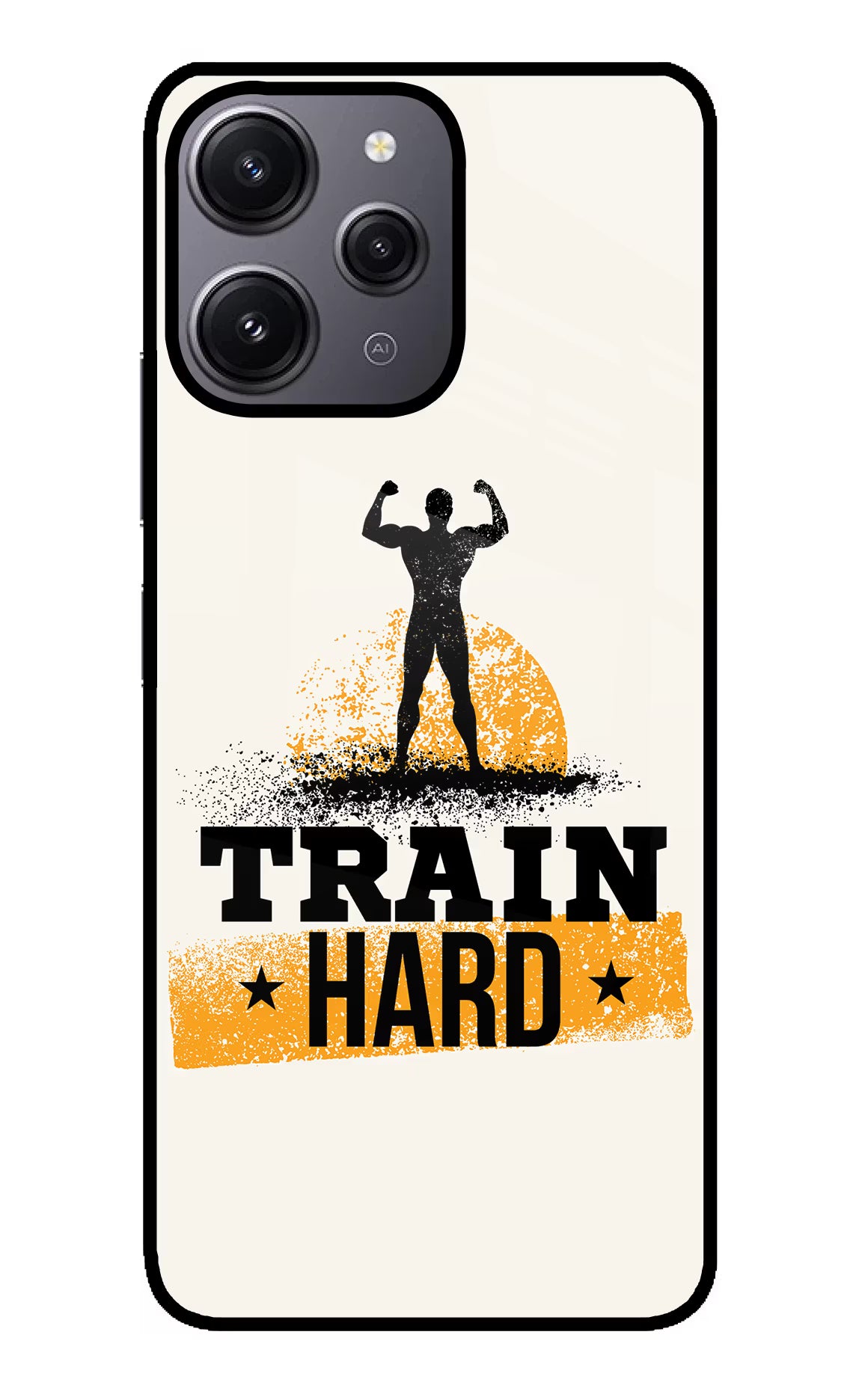 Train Hard Redmi 12 4G Glass Case Back Cover by Casekaro