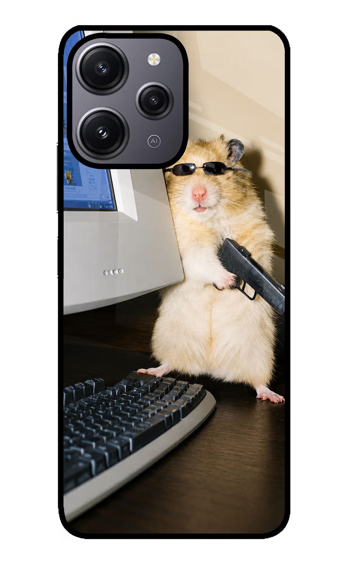 Hacker Hamster Redmi 12 4G Glass Case - Hacker Hamster Redmi 12 4G Glass Case Hacker Hamster Redmi 12 4G Glass Case