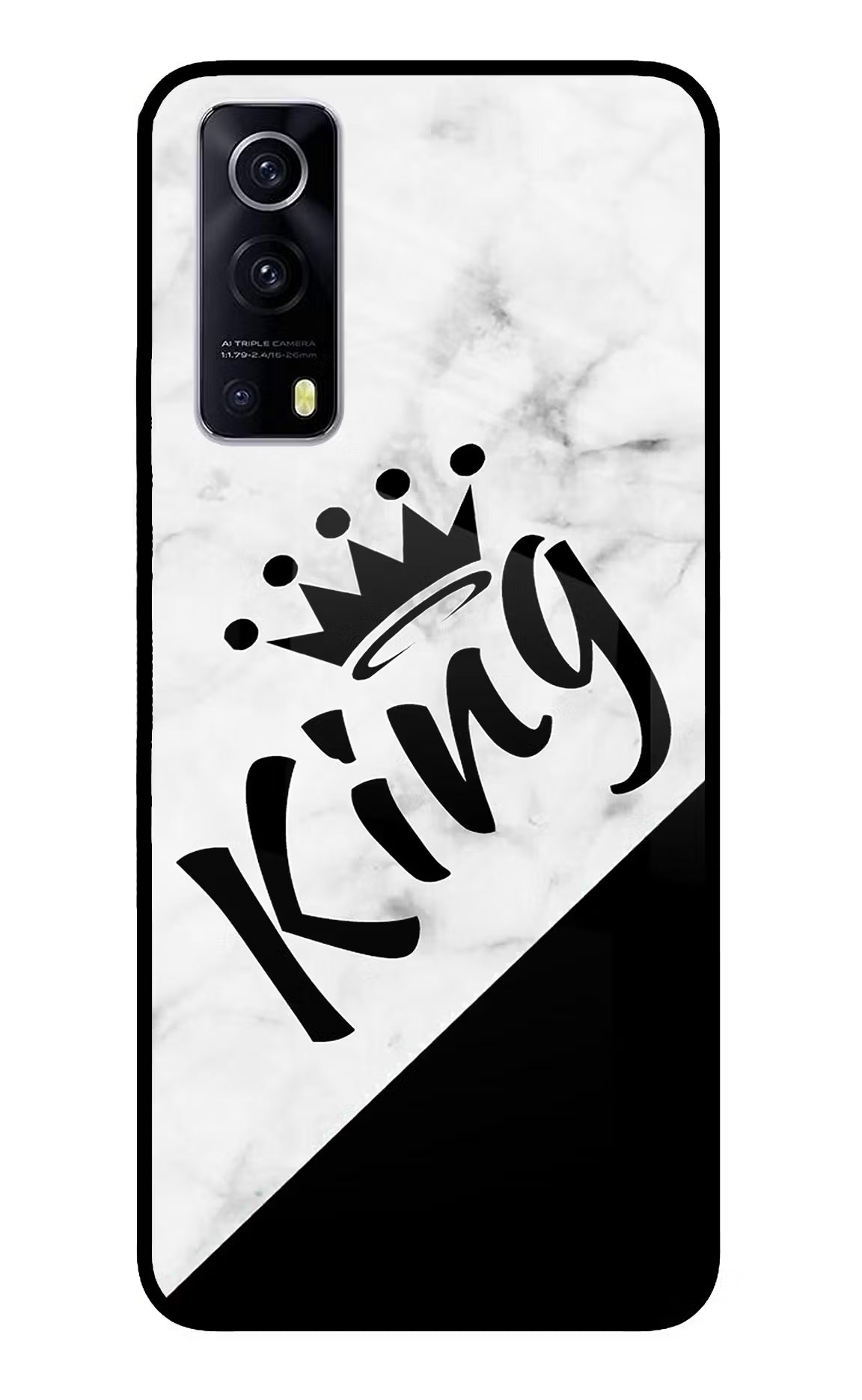 King iQOO Z3 5G Back Cover - King iQOO Z3 5G Glass Case Back Cover by Casekaro King iQOO Z3 5G Glass Case Back Cover by Casekaro