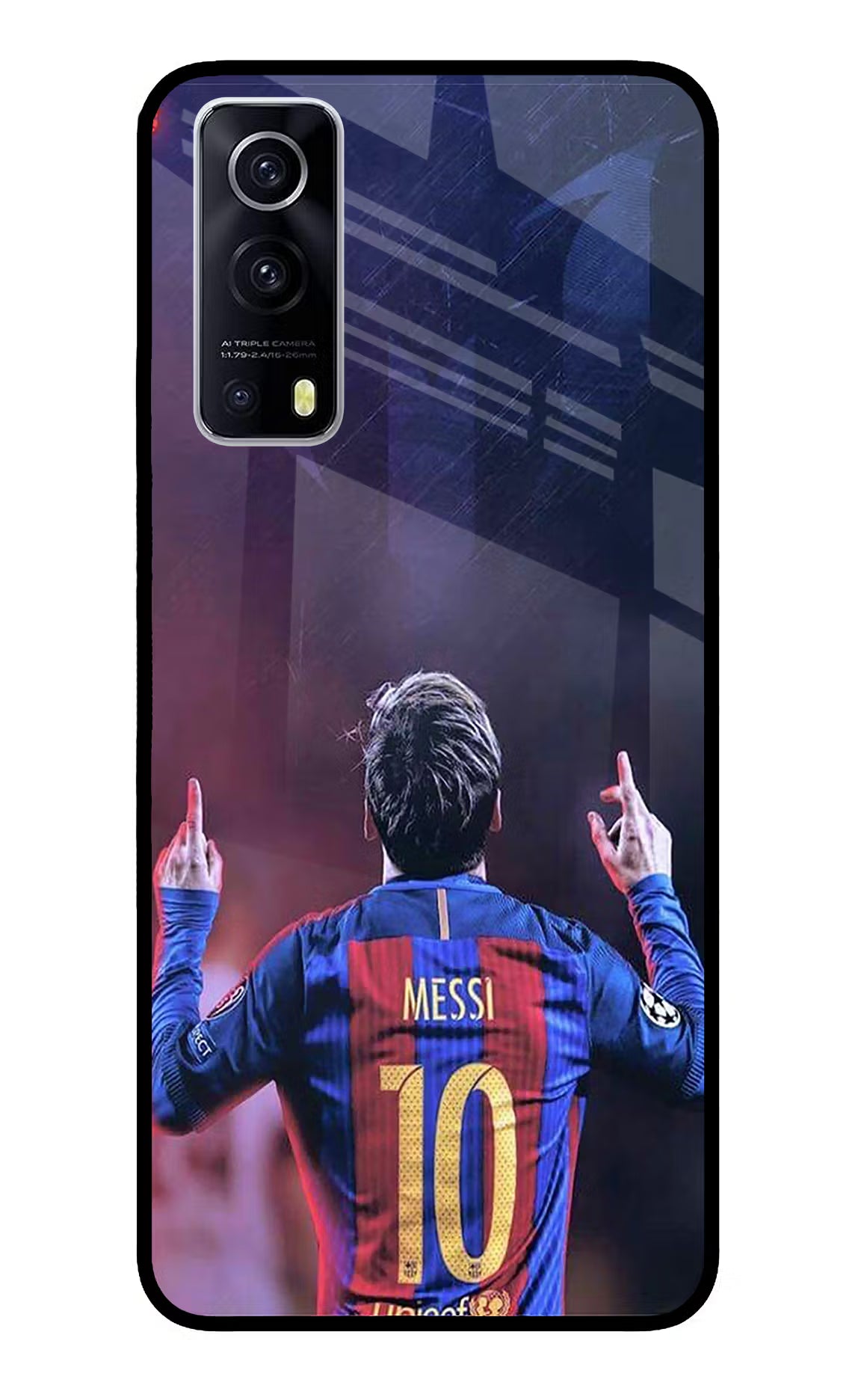 Messi iQOO Z3 5G Back Cover - Messi iQOO Z3 5G Glass Case Back Cover by Casekaro Messi iQOO Z3 5G Glass Case Back Cover by Casekaro