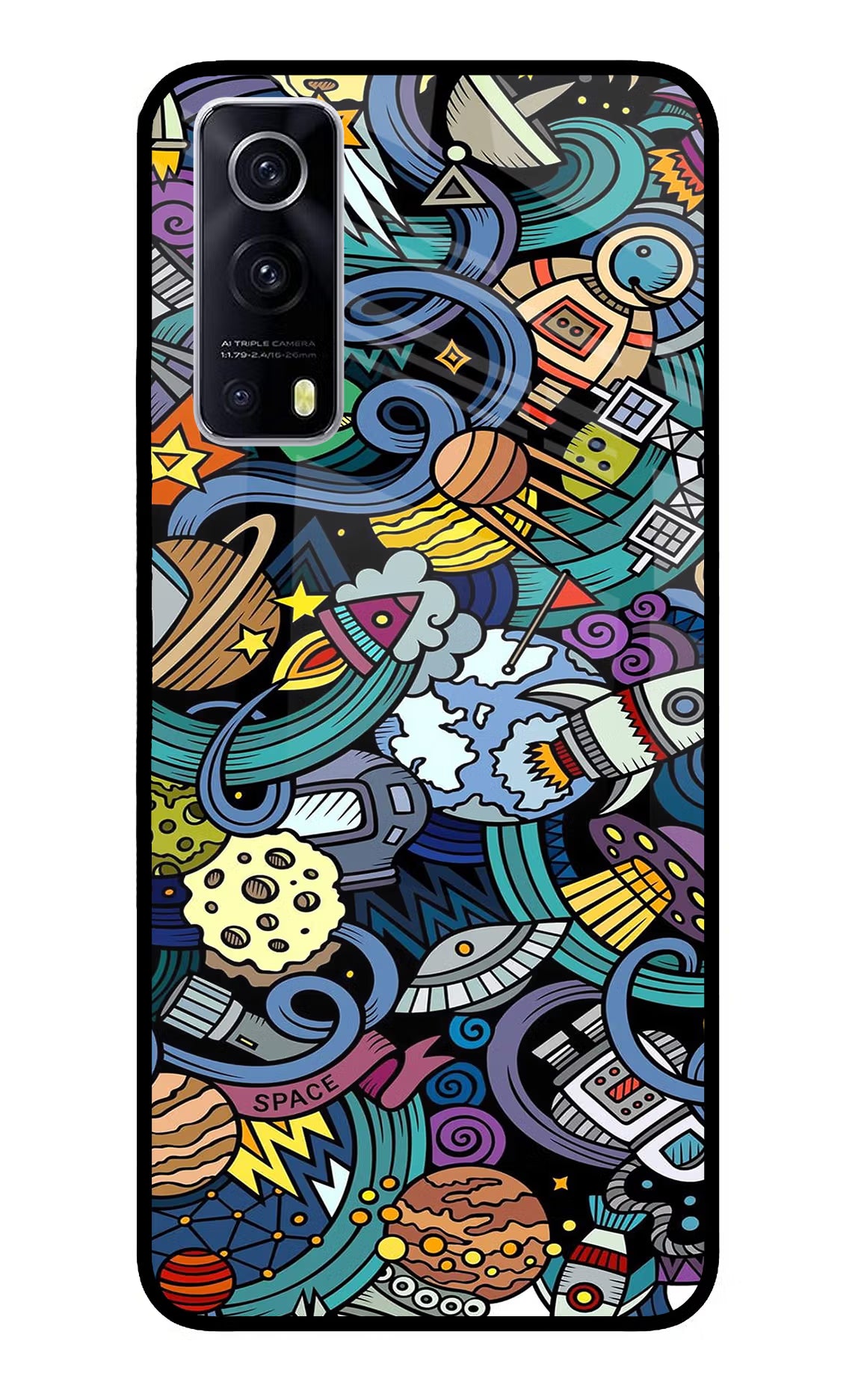 Space Abstract iQOO Z3 5G Back Cover - Space Abstract iQOO Z3 5G Glass Case Back Cover by Casekaro Space Abstract iQOO Z3 5G Glass Case Back Cover by Casekaro