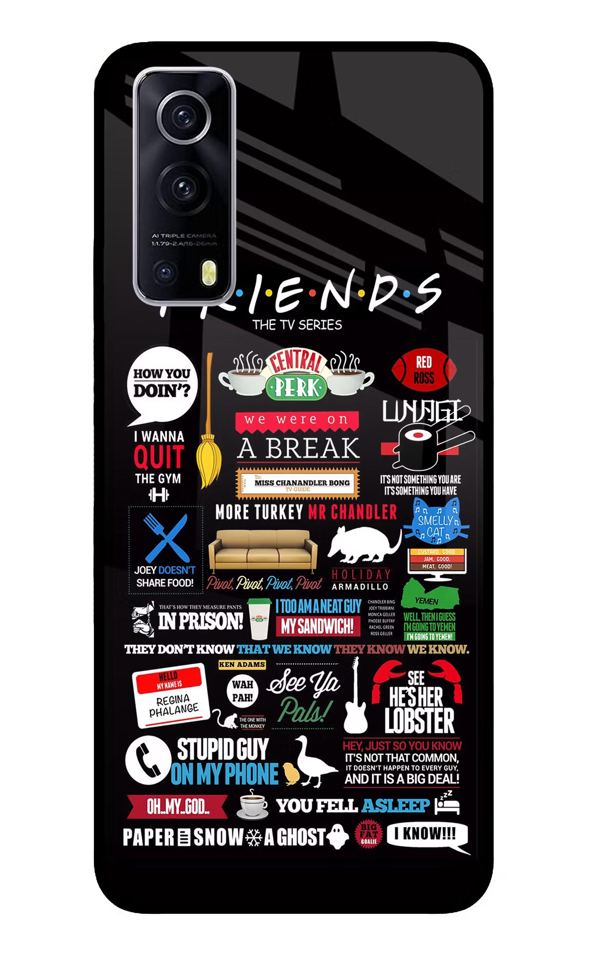 FRIENDS iQOO Z3 5G Back Cover - FRIENDS iQOO Z3 5G Glass Case Back Cover by Casekaro FRIENDS iQOO Z3 5G Glass Case Back Cover by Casekaro