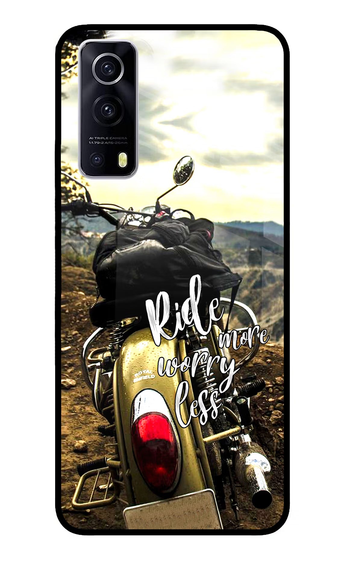 Ride More Worry Less iQOO Z3 5G Back Cover - Ride More Worry Less iQOO Z3 5G Glass Case Back Cover by Casekaro Ride More Worry Less iQOO Z3 5G Glass Case Back Cover by Casekaro