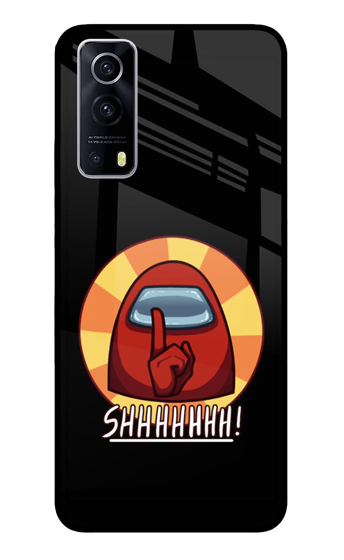 Among Us Shhh! iQOO Z3 5G Back Cover - Among Us Shhh! iQOO Z3 5G Glass Case Back Cover by Casekaro Among Us Shhh! iQOO Z3 5G Glass Case Back Cover by Casekaro