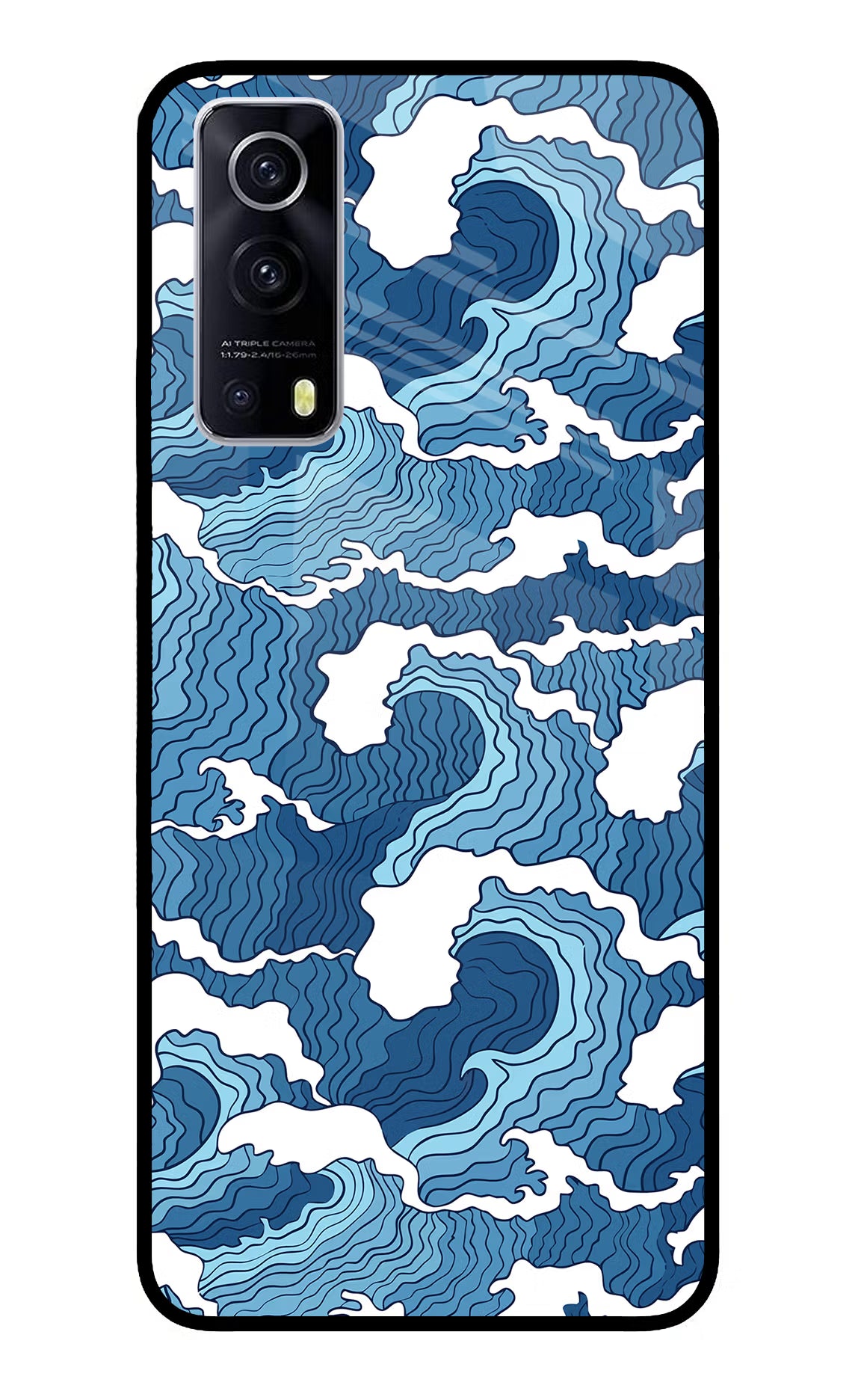 Blue Waves iQOO Z3 5G Glass Case - Blue Waves iQOO Z3 5G Glass Case Blue Waves iQOO Z3 5G Glass Case